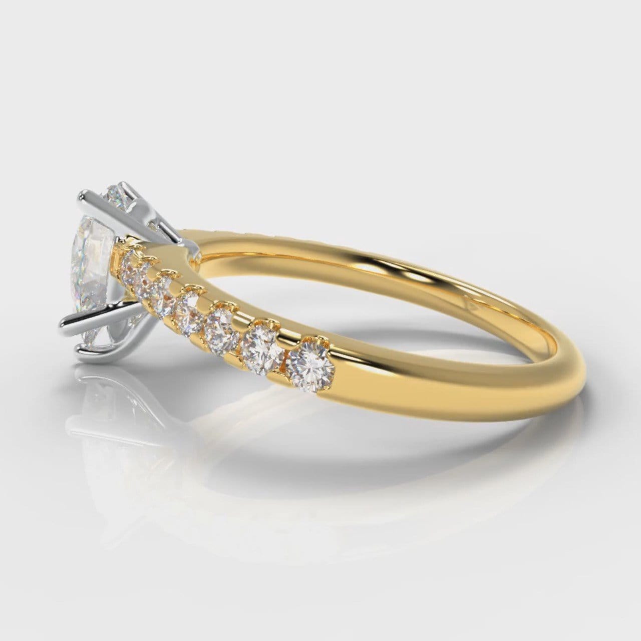 Micropavé Pear Diamond Engagement Ring - Yellow Gold