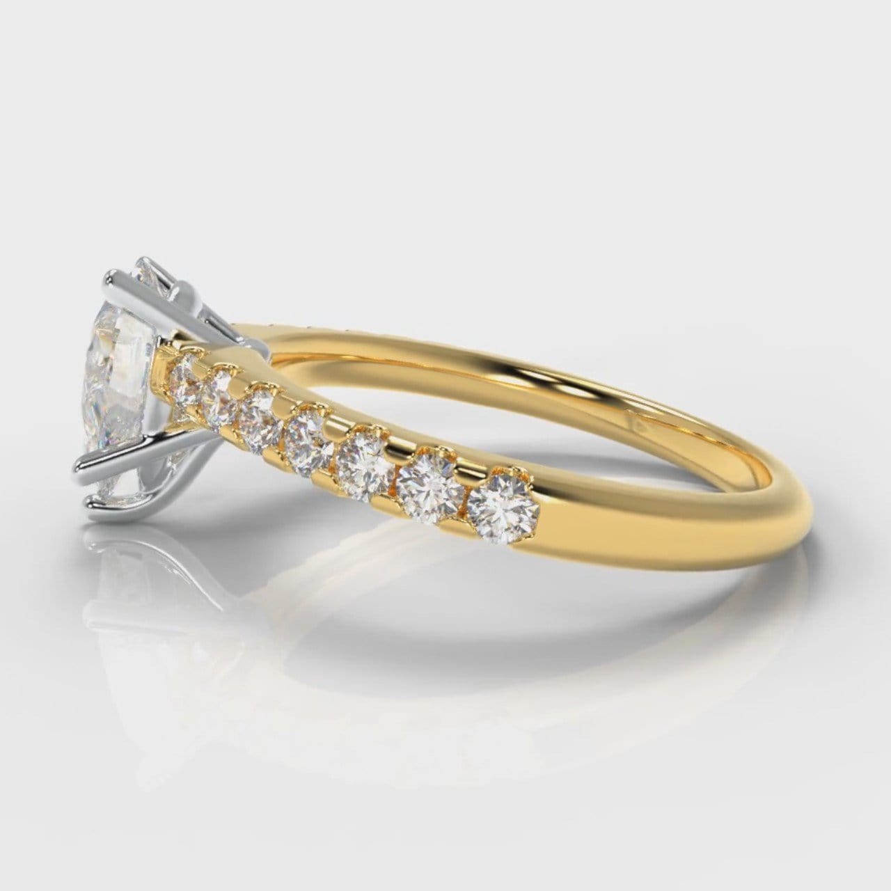 Micropavé Pear Diamond Engagement Ring - Yellow Gold