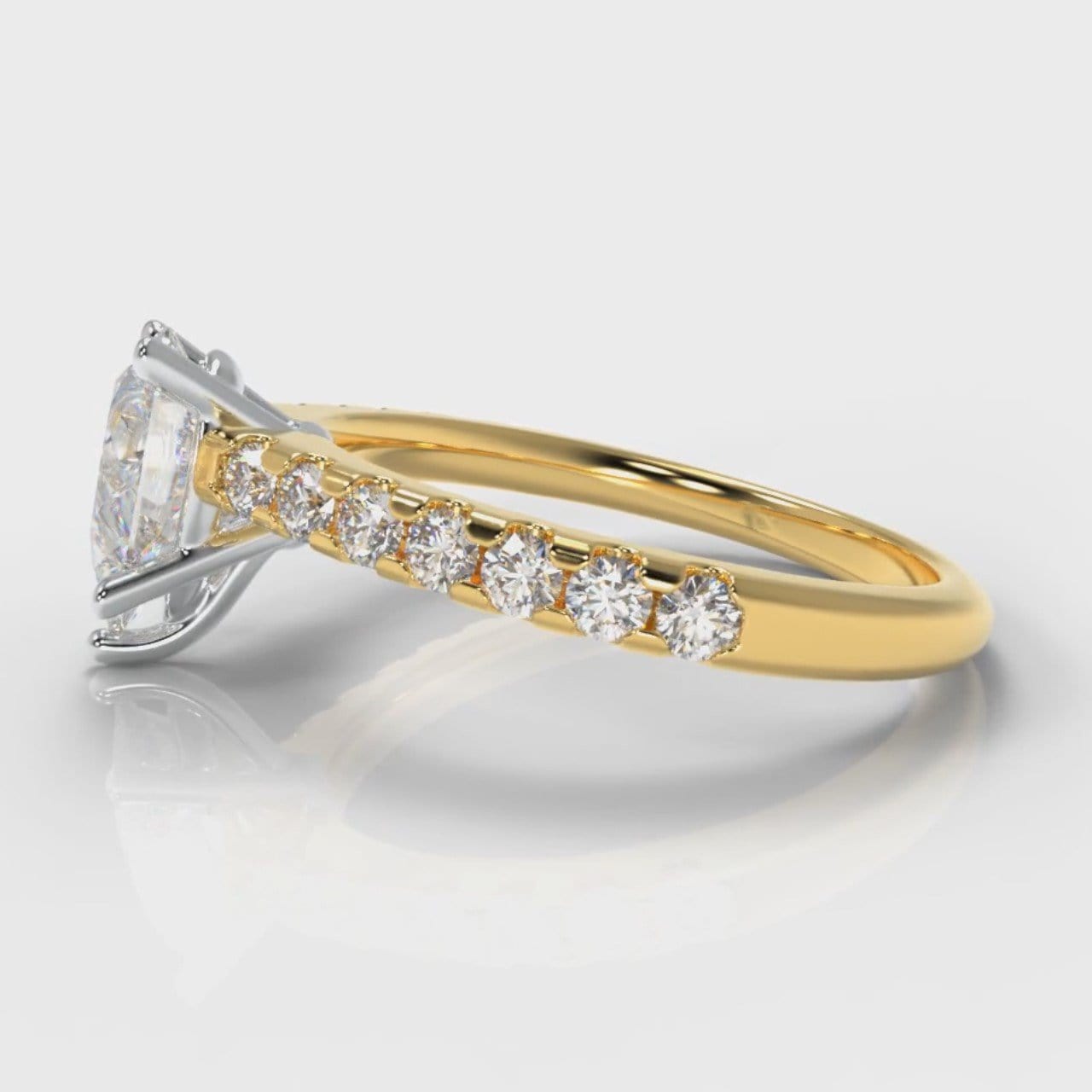 Micropavé Pear Diamond Engagement Ring - Yellow Gold
