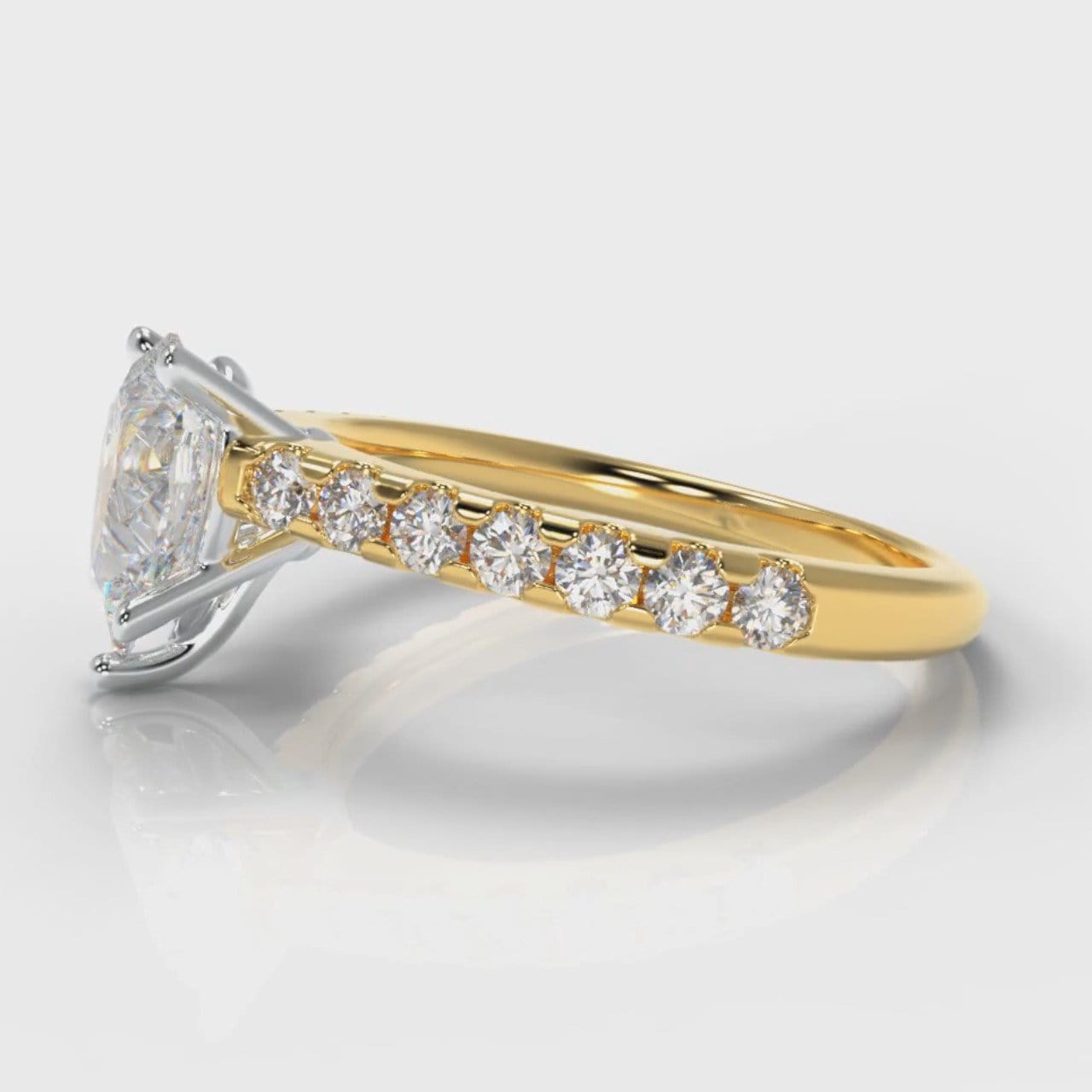 Micropavé Pear Diamond Engagement Ring - Yellow Gold