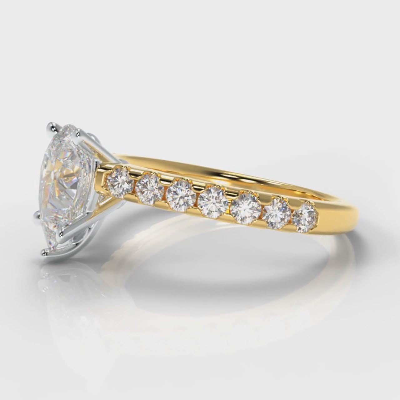 Micropavé Pear Diamond Engagement Ring - Yellow Gold