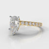 Micropavé Pear Diamond Engagement Ring - Yellow Gold