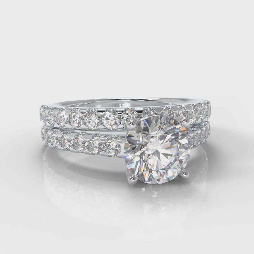 Carrée Micropavé Round Brilliant Bridal Set