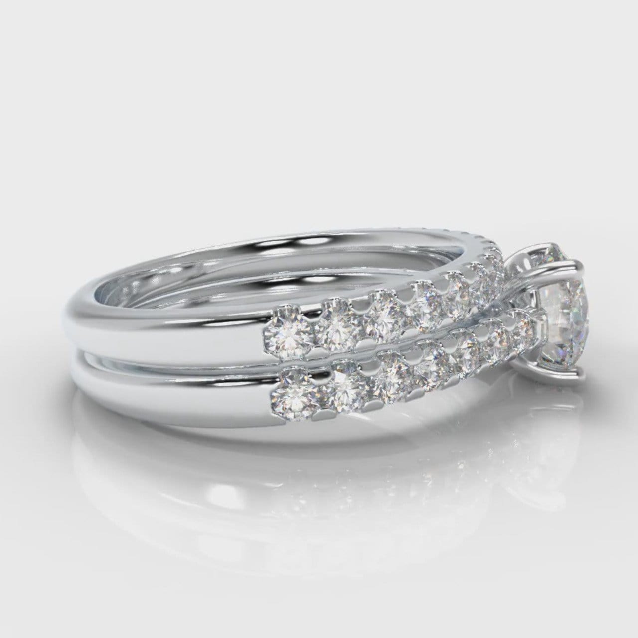 Carrée Micropavé Round Brilliant Bridal Set