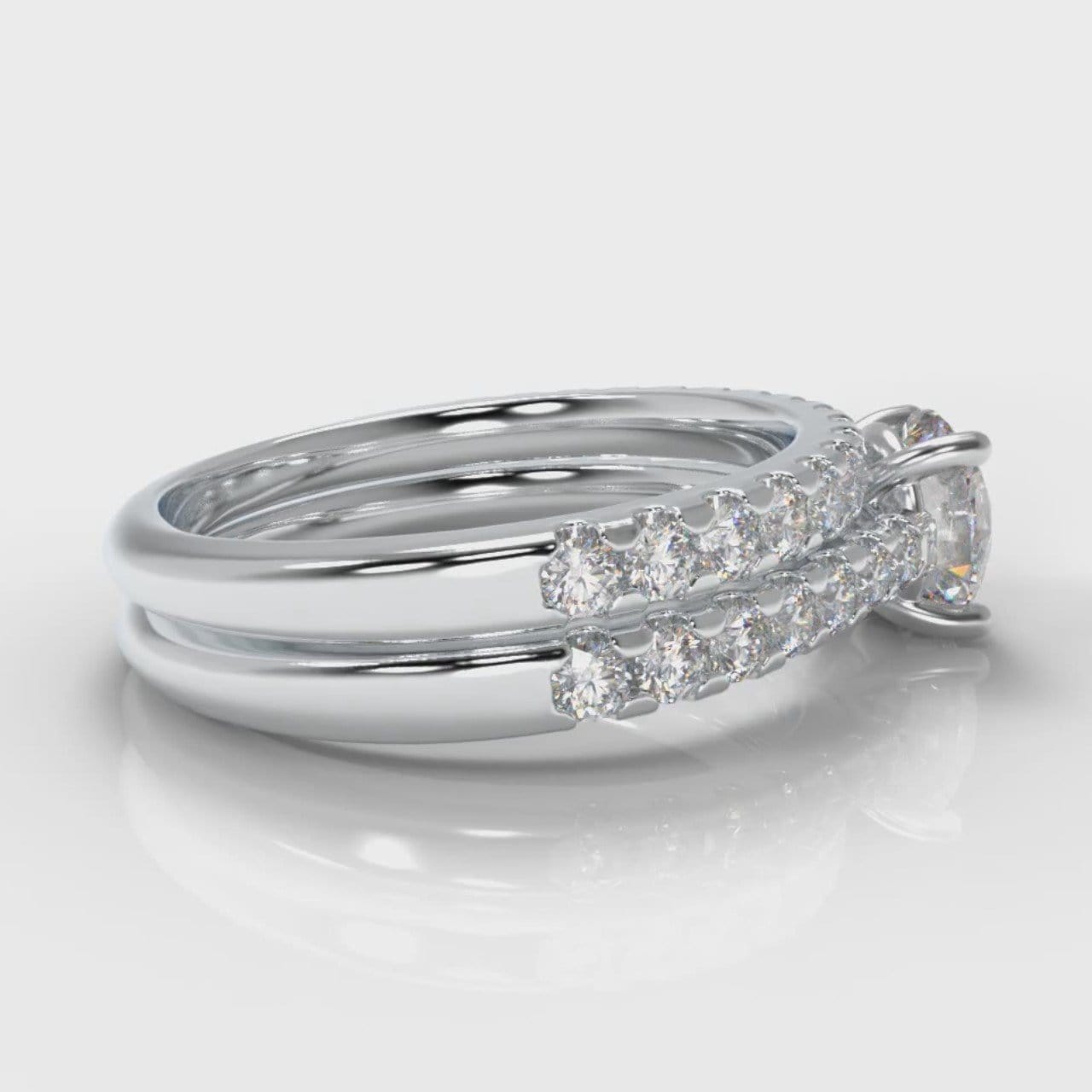 Carrée Micropavé Round Brilliant Bridal Set