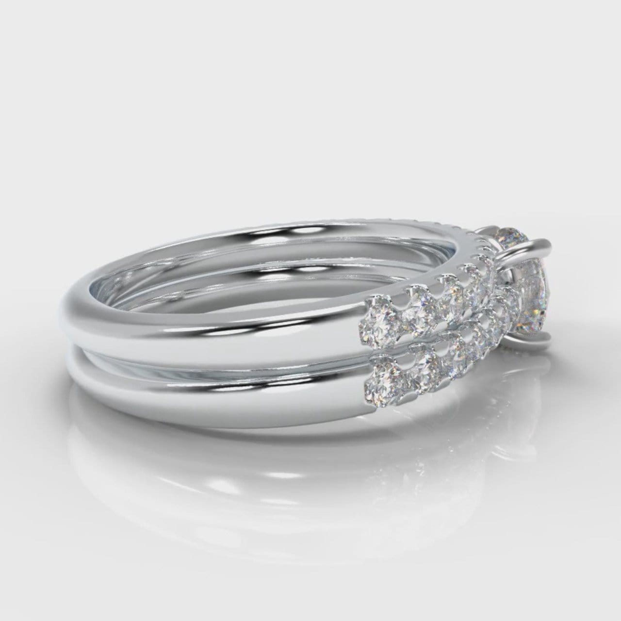 Carrée Micropavé Round Brilliant Bridal Set