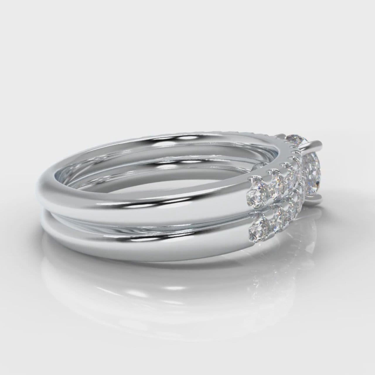 Carrée Micropavé Round Brilliant Bridal Set