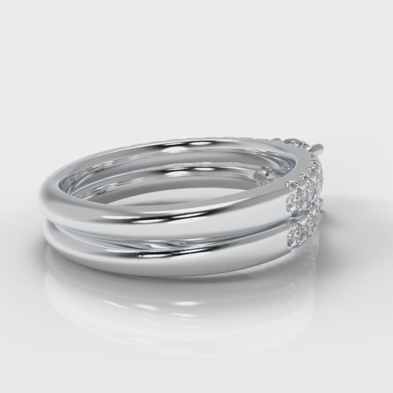 Carrée Micropavé Round Brilliant Bridal Set