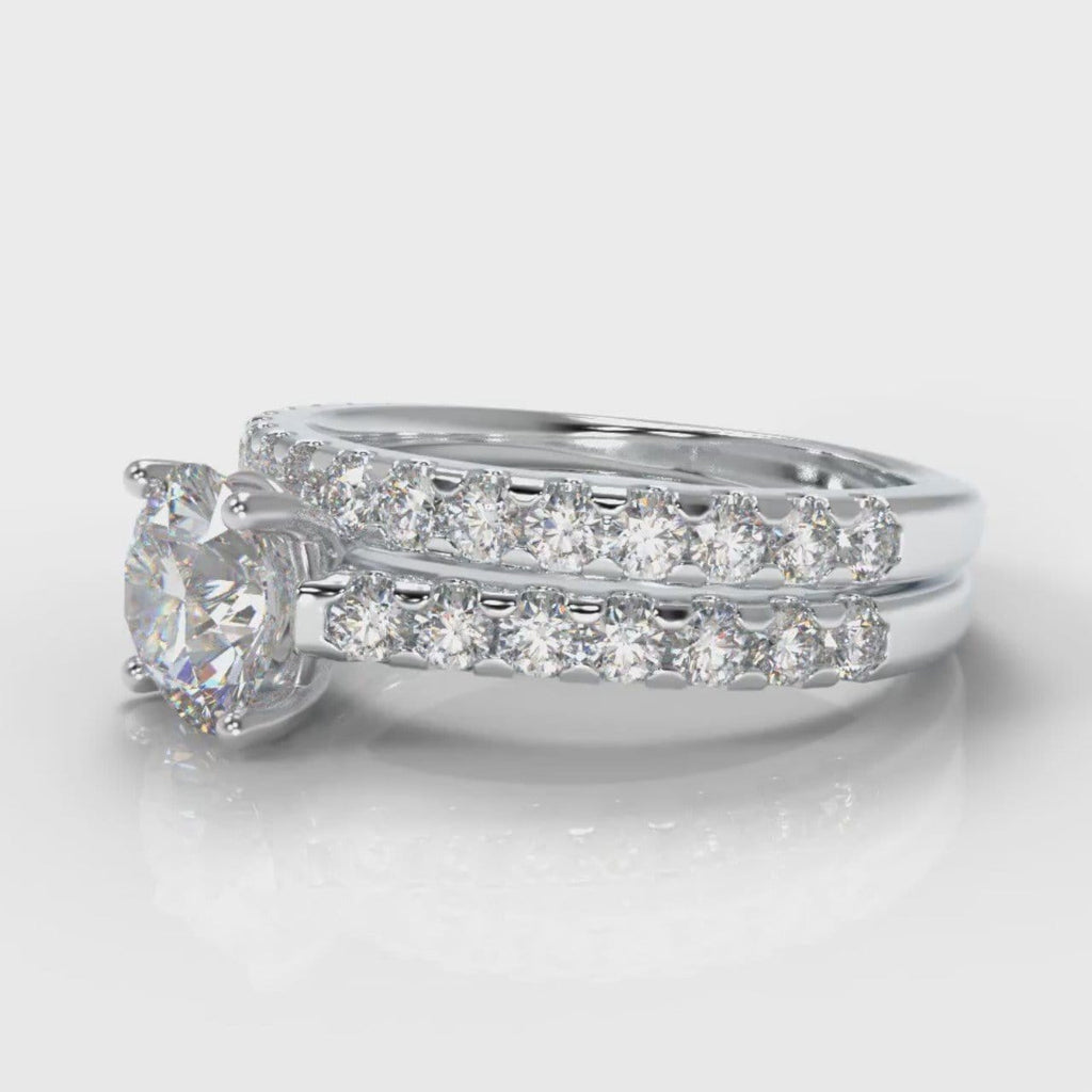 Carrée Micropavé Round Brilliant Bridal Set