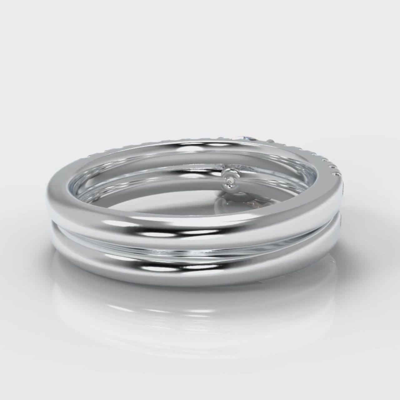 Carrée Micropavé Round Brilliant Bridal Set