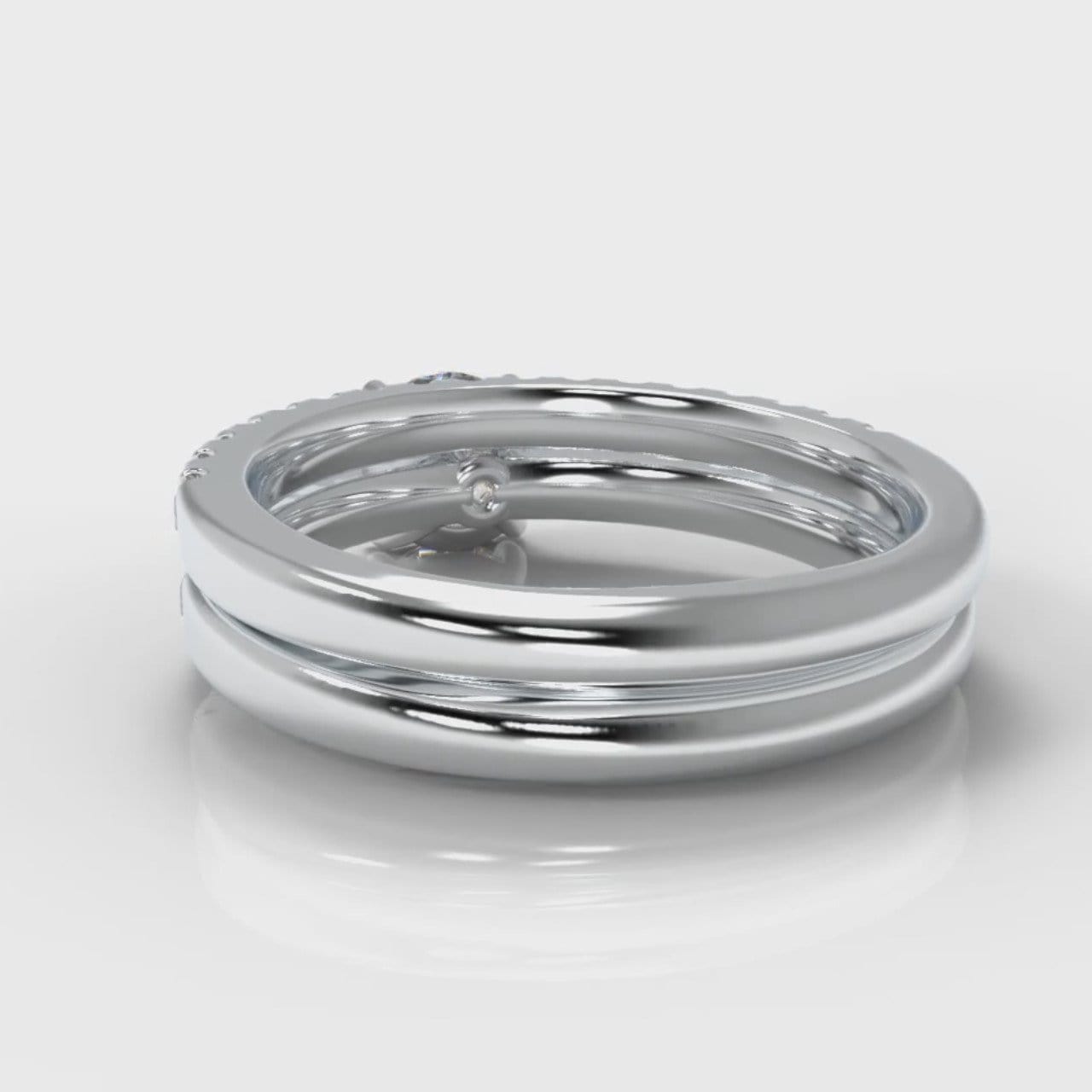 Carrée Micropavé Round Brilliant Bridal Set