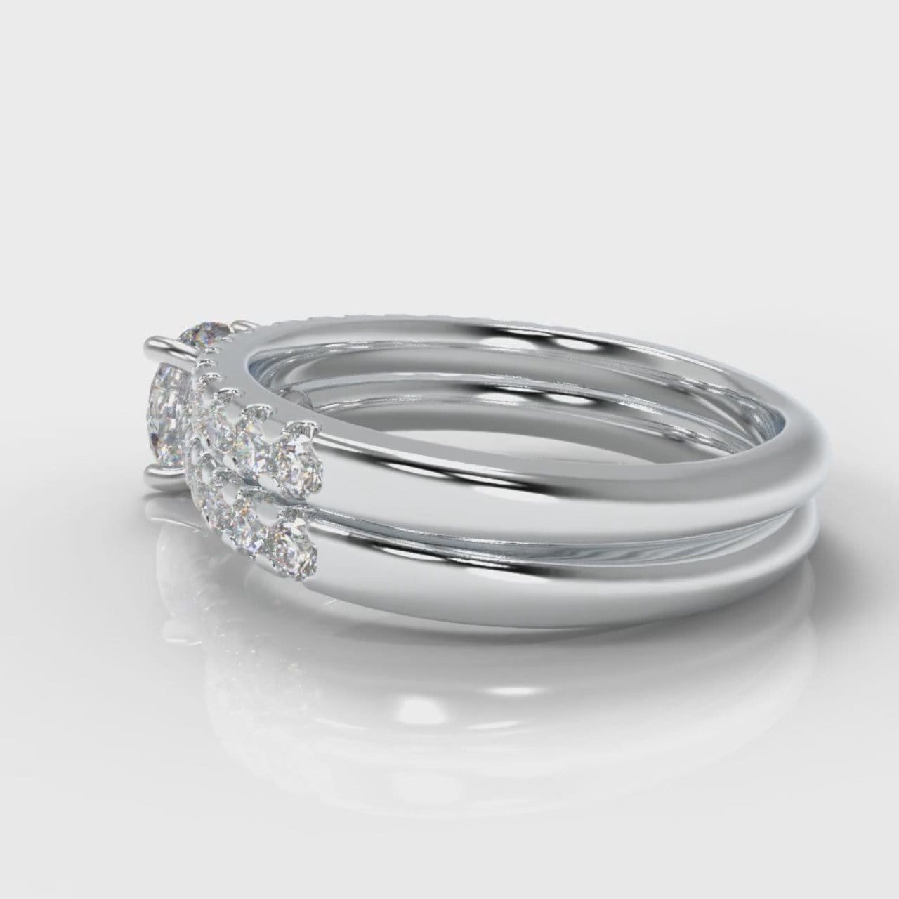 Carrée Micropavé Round Brilliant Bridal Set
