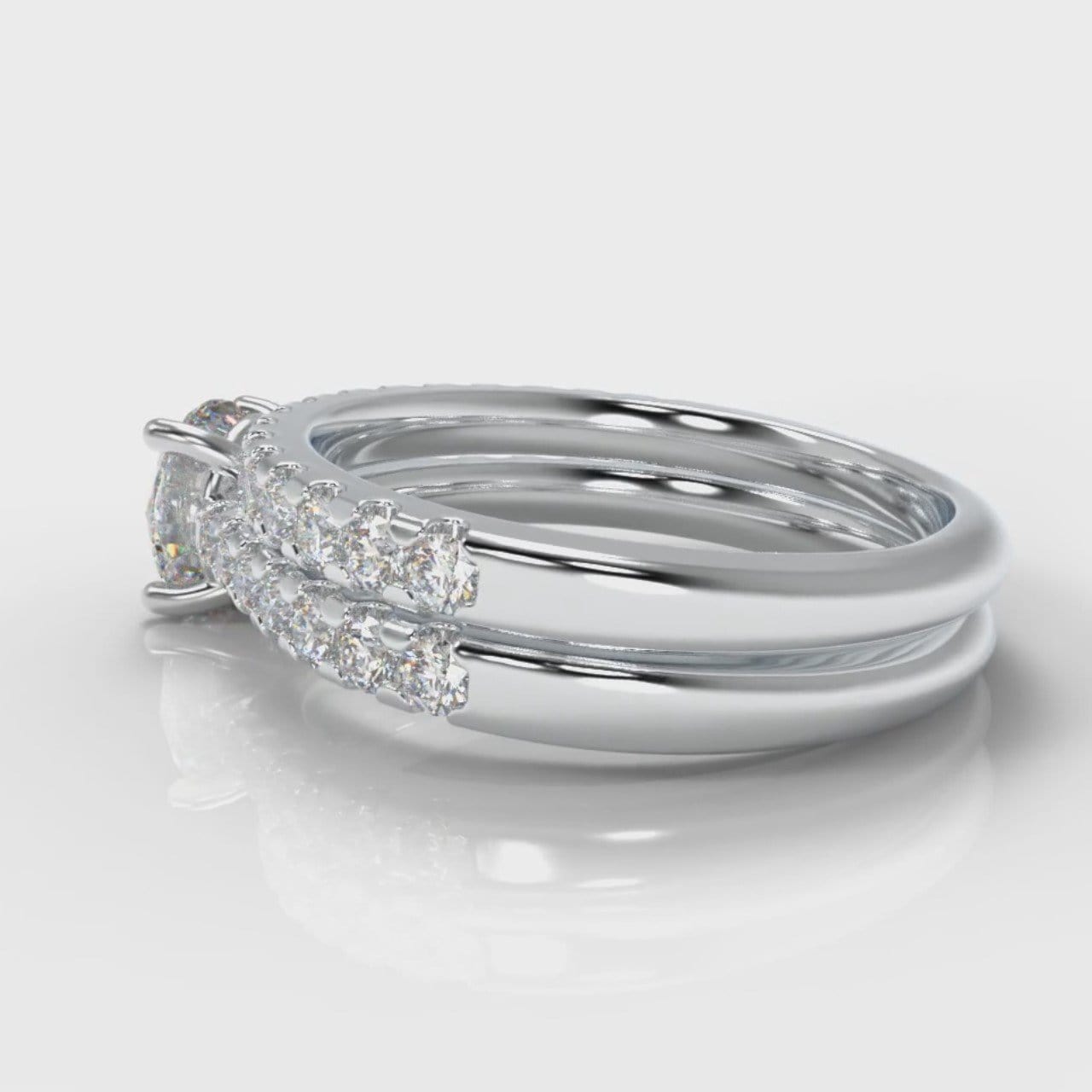 Carrée Micropavé Round Brilliant Bridal Set