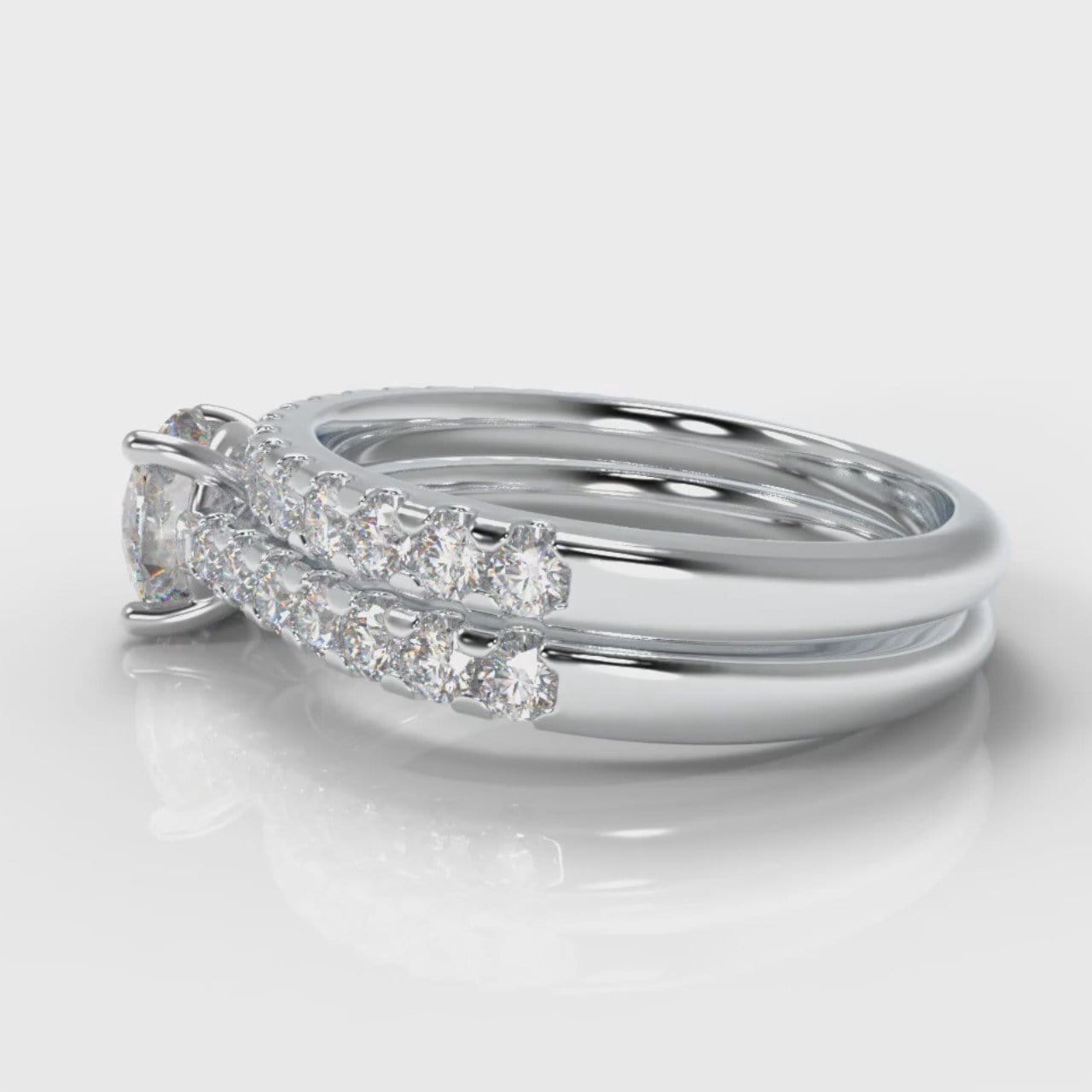 Carrée Micropavé Round Brilliant Bridal Set