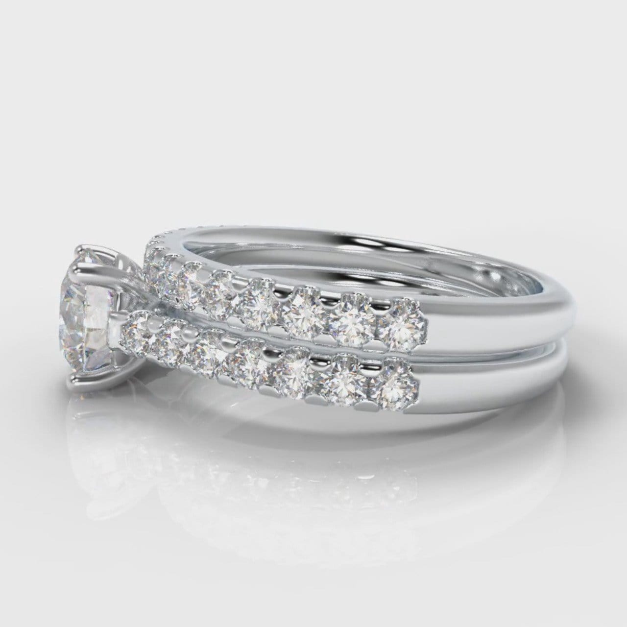 Carrée Micropavé Round Brilliant Bridal Set