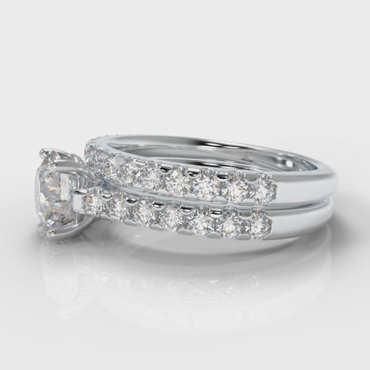 Carrée Micropavé Round Brilliant Bridal Set
