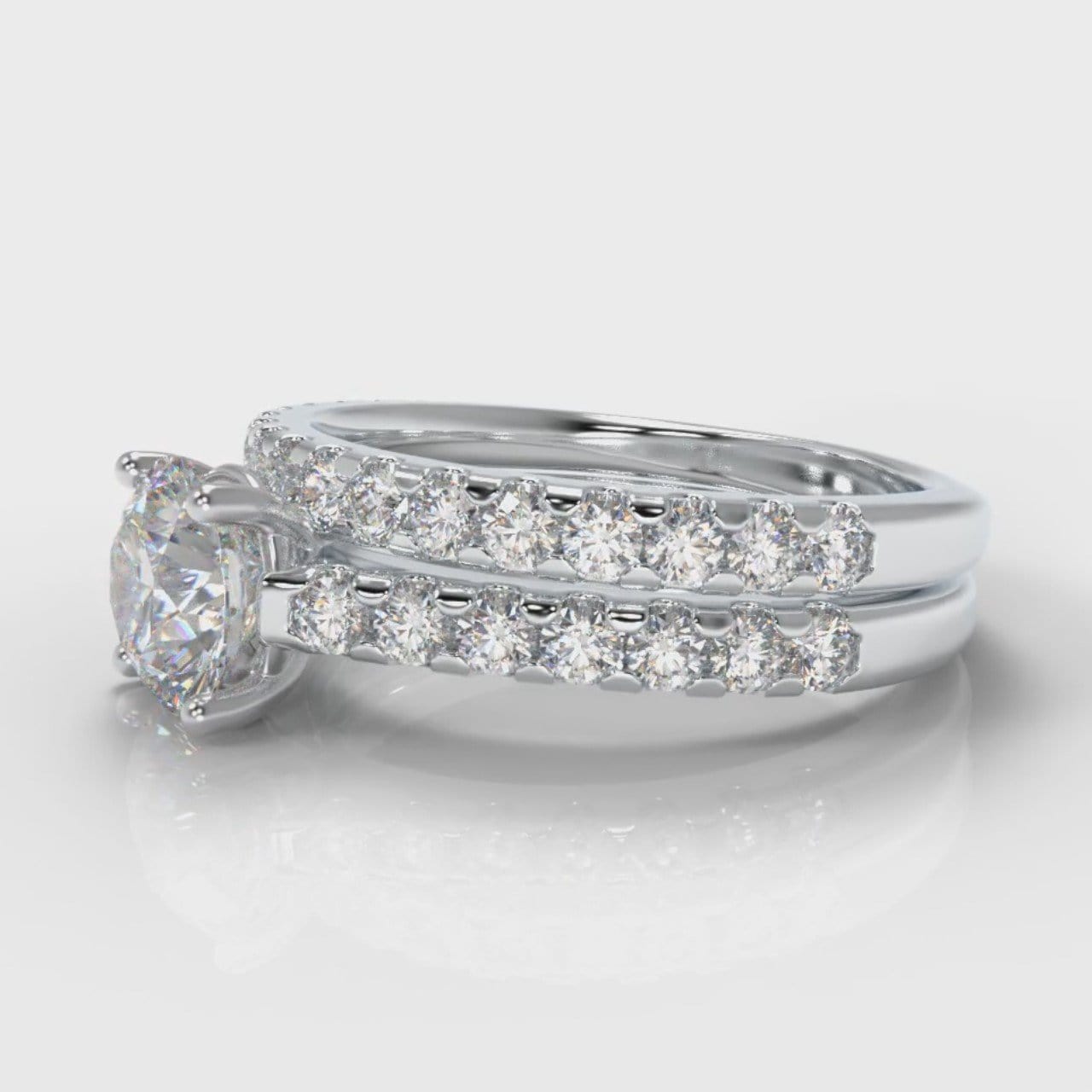 Carrée Micropavé Round Brilliant Bridal Set