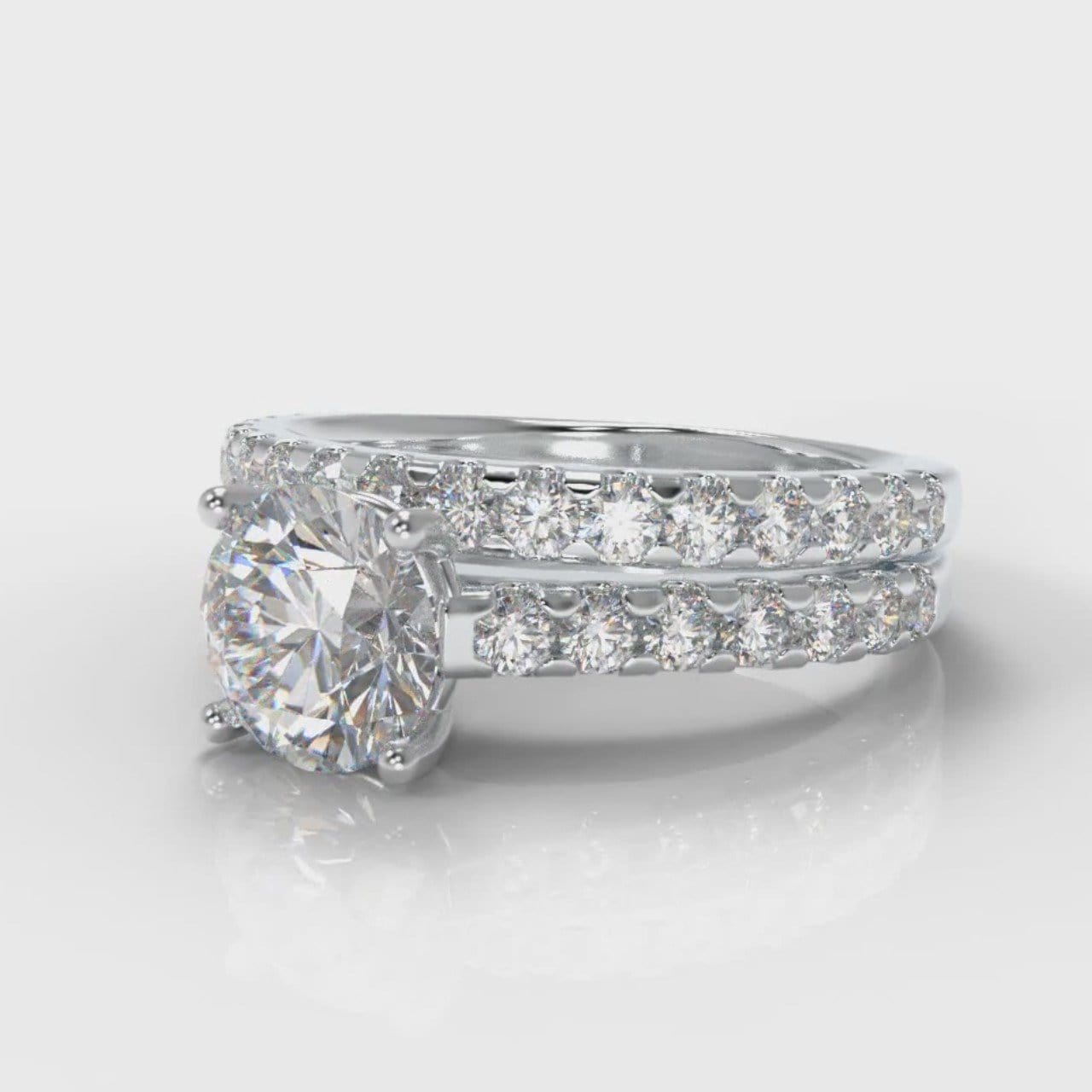 Carrée Micropavé Round Brilliant Bridal Set
