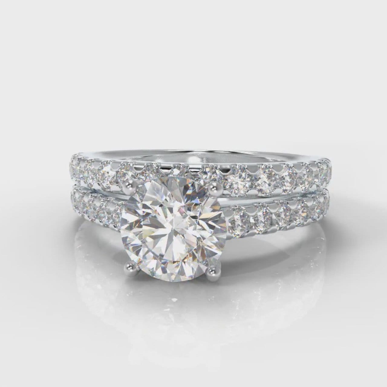 Carrée Micropavé Round Brilliant Bridal Set