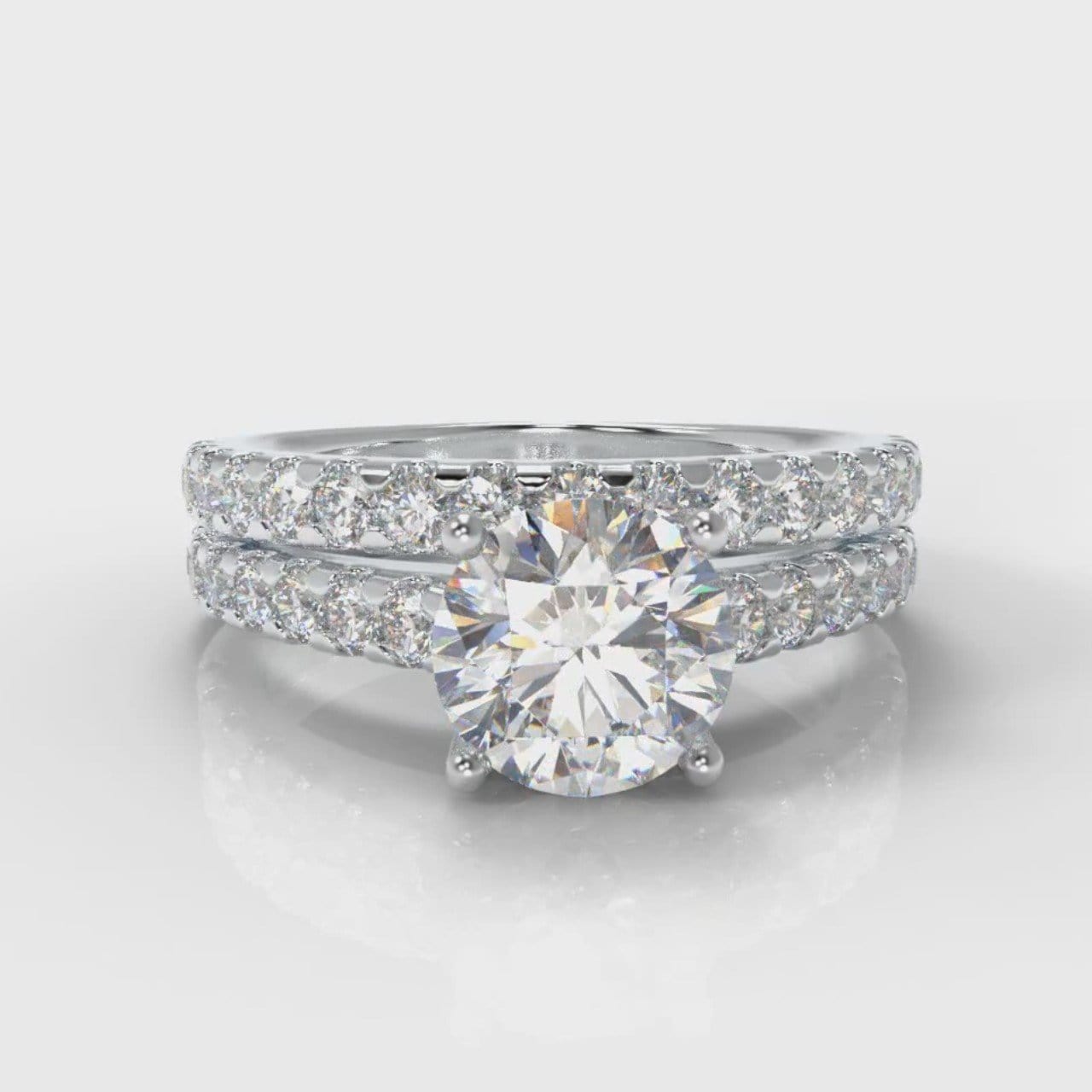 Carrée Micropavé Round Brilliant Bridal Set