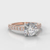 Carrée Micropavé Round Brilliant Engagement Ring - Rose Gold