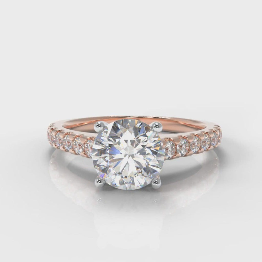 Carrée Micropavé Round Brilliant Engagement Ring - Rose Gold