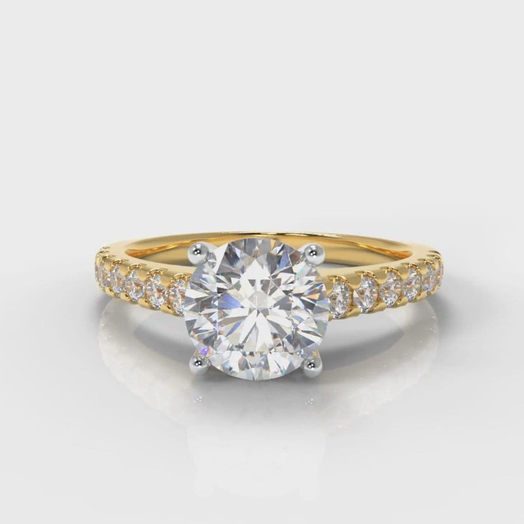 Carrée Micropavé Round Brilliant Diamond Engagement Ring - Yellow Gold