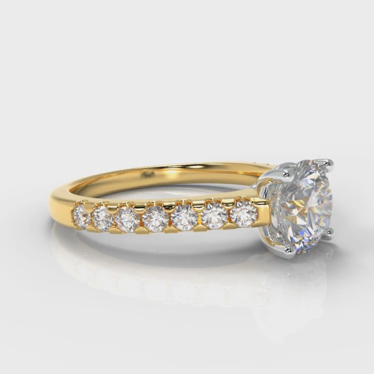 Carrée Micropavé Round Brilliant Diamond Engagement Ring - Yellow Gold