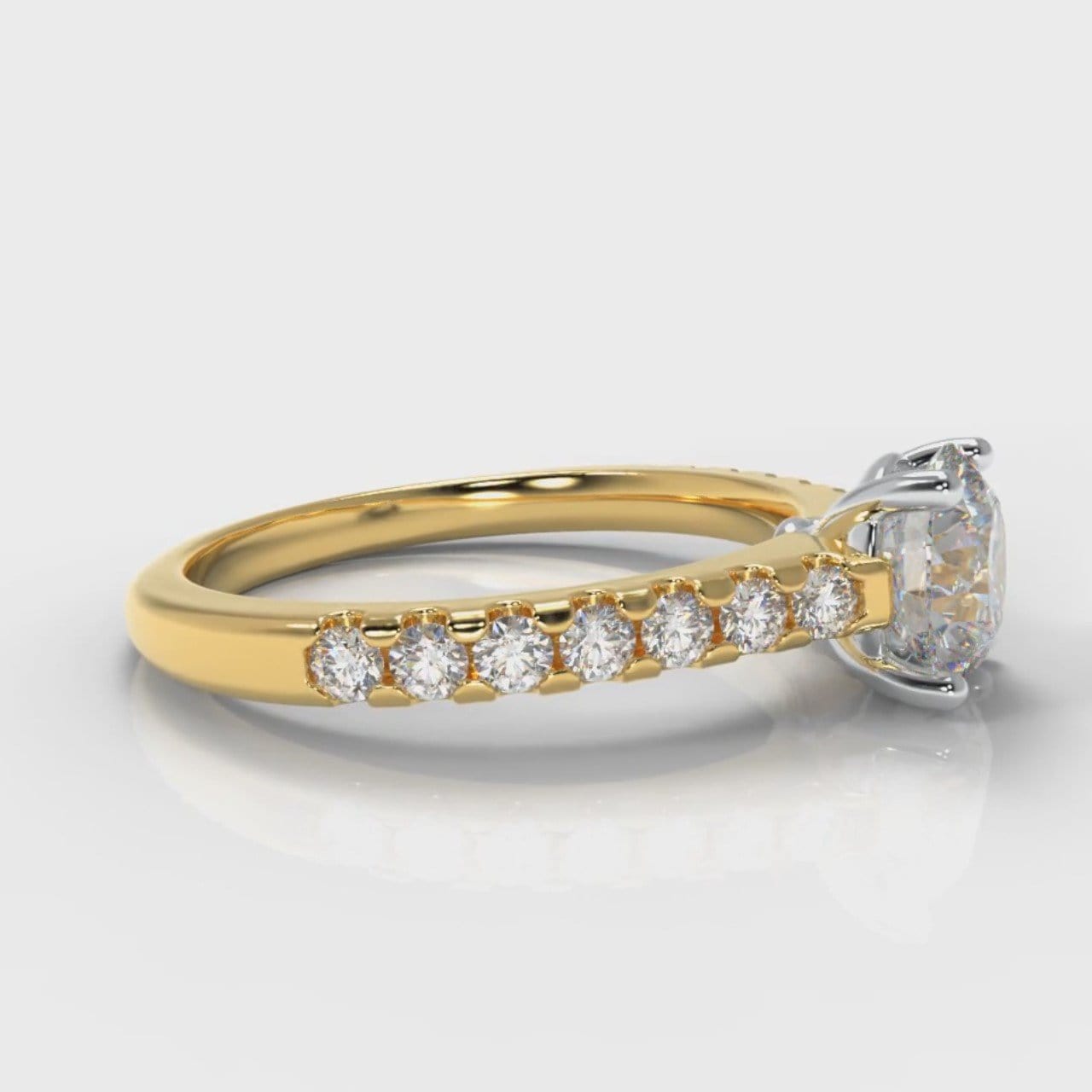 Carrée Micropavé Round Brilliant Diamond Engagement Ring - Yellow Gold