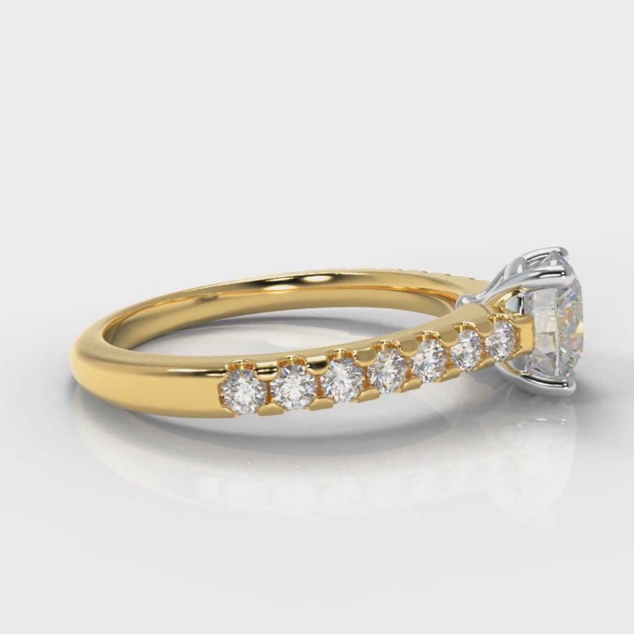 Carrée Micropavé Round Brilliant Diamond Engagement Ring - Yellow Gold