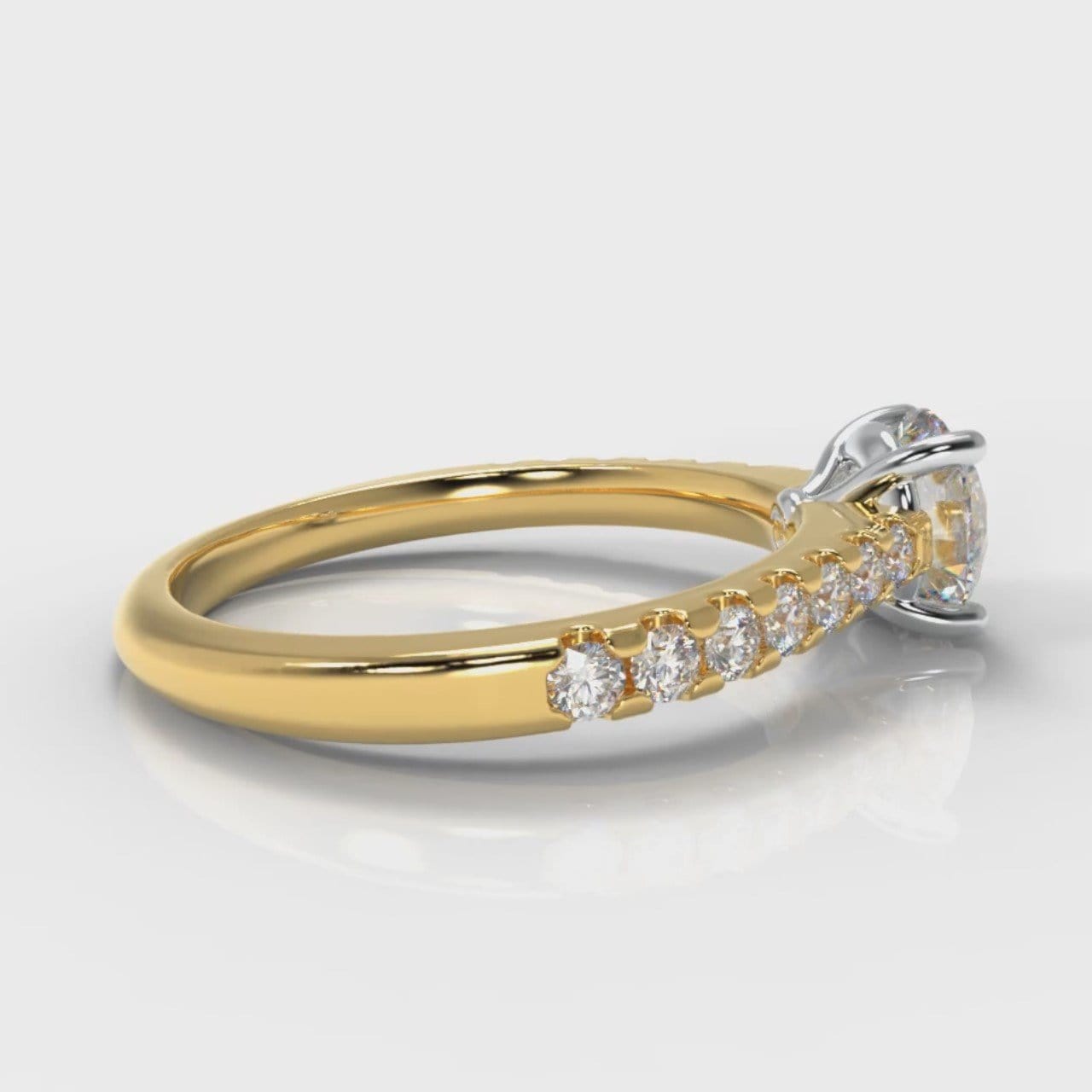 Carrée Micropavé Round Brilliant Diamond Engagement Ring - Yellow Gold