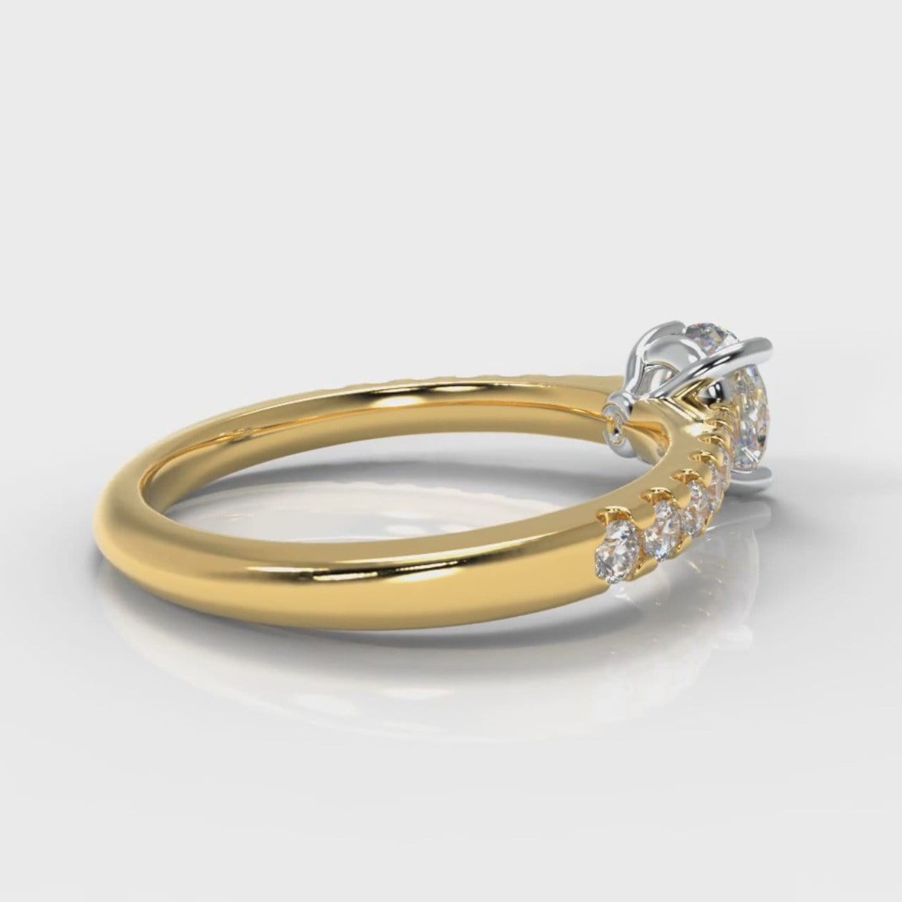 Carrée Micropavé Round Brilliant Diamond Engagement Ring - Yellow Gold