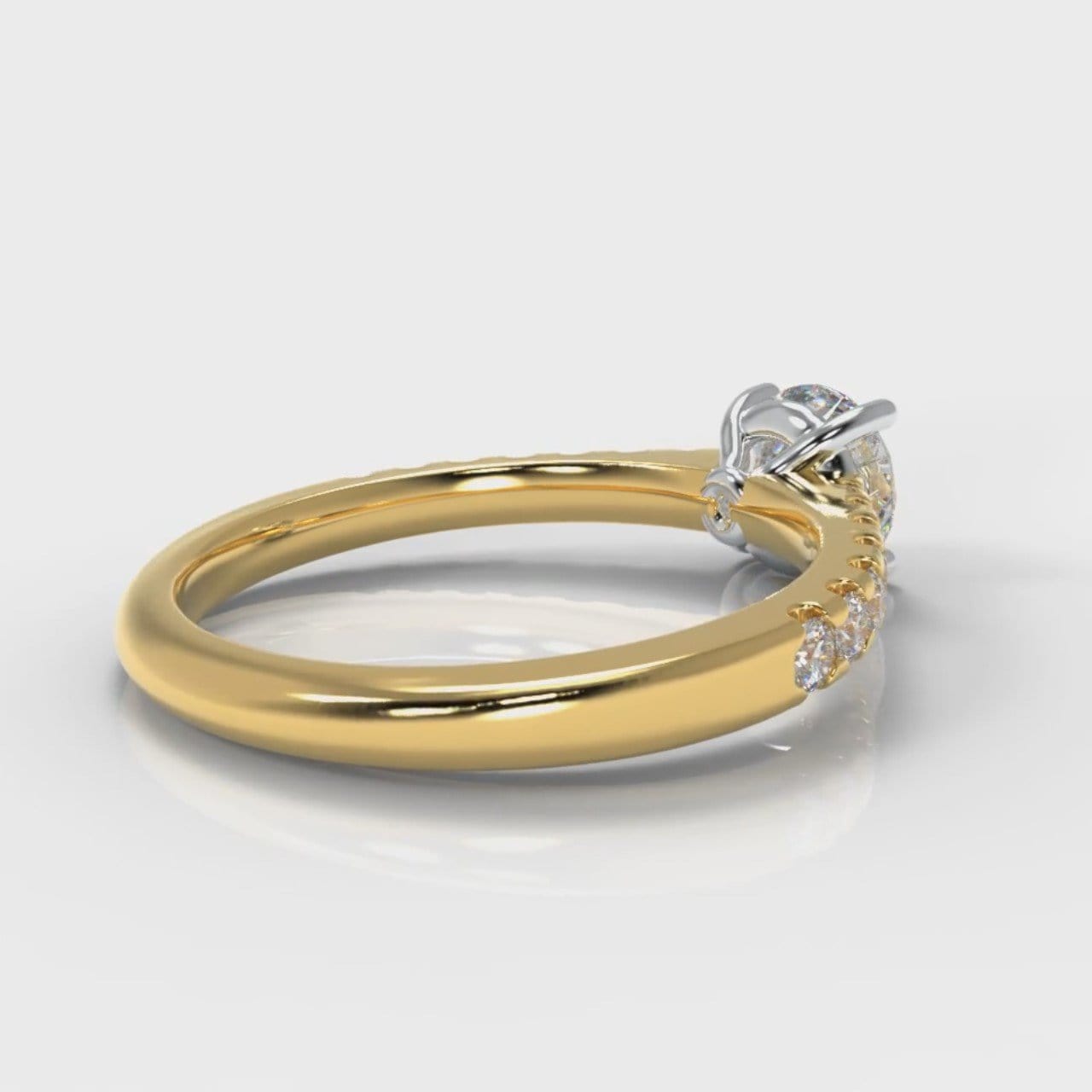 Carrée Micropavé Round Brilliant Diamond Engagement Ring - Yellow Gold