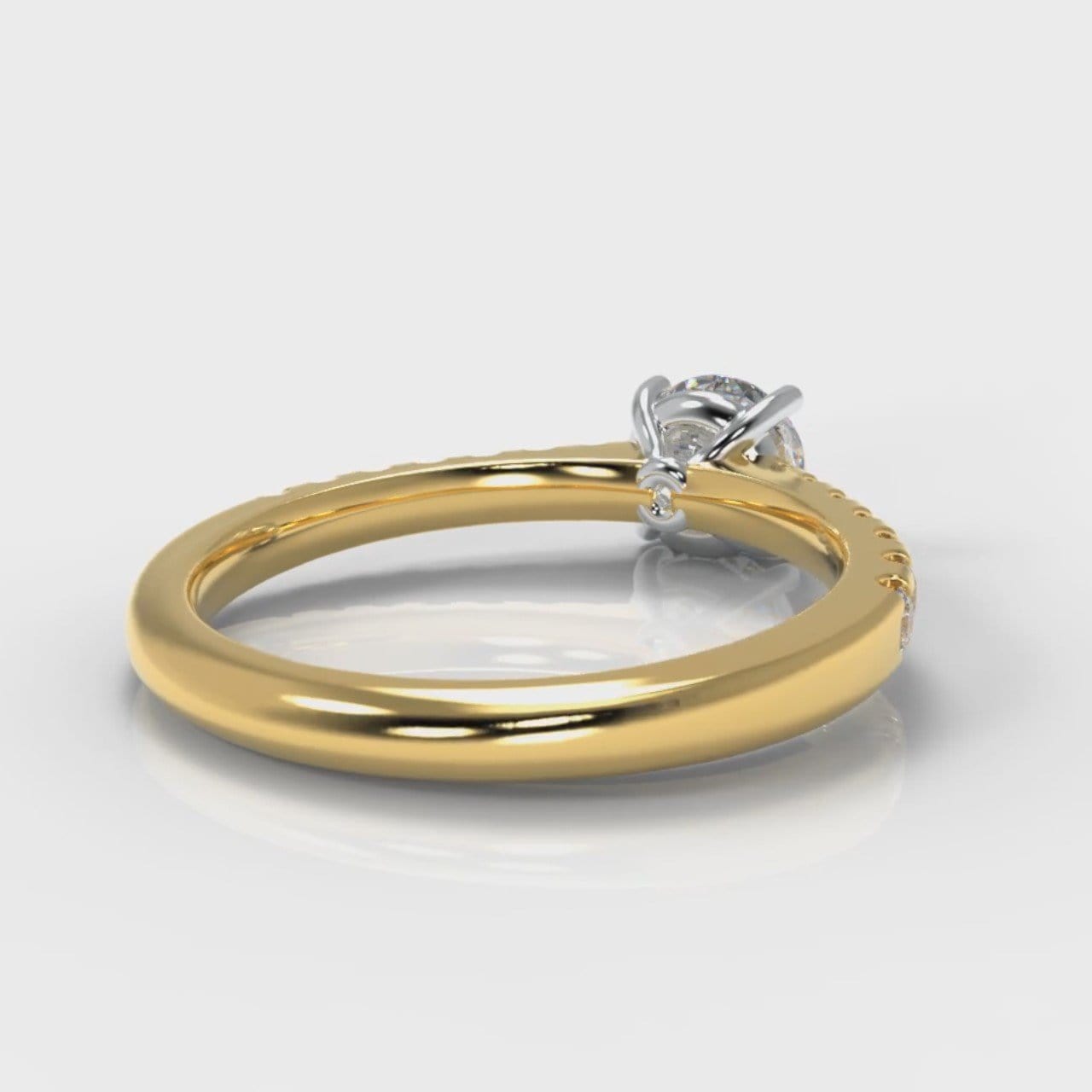 Carrée Micropavé Round Brilliant Diamond Engagement Ring - Yellow Gold
