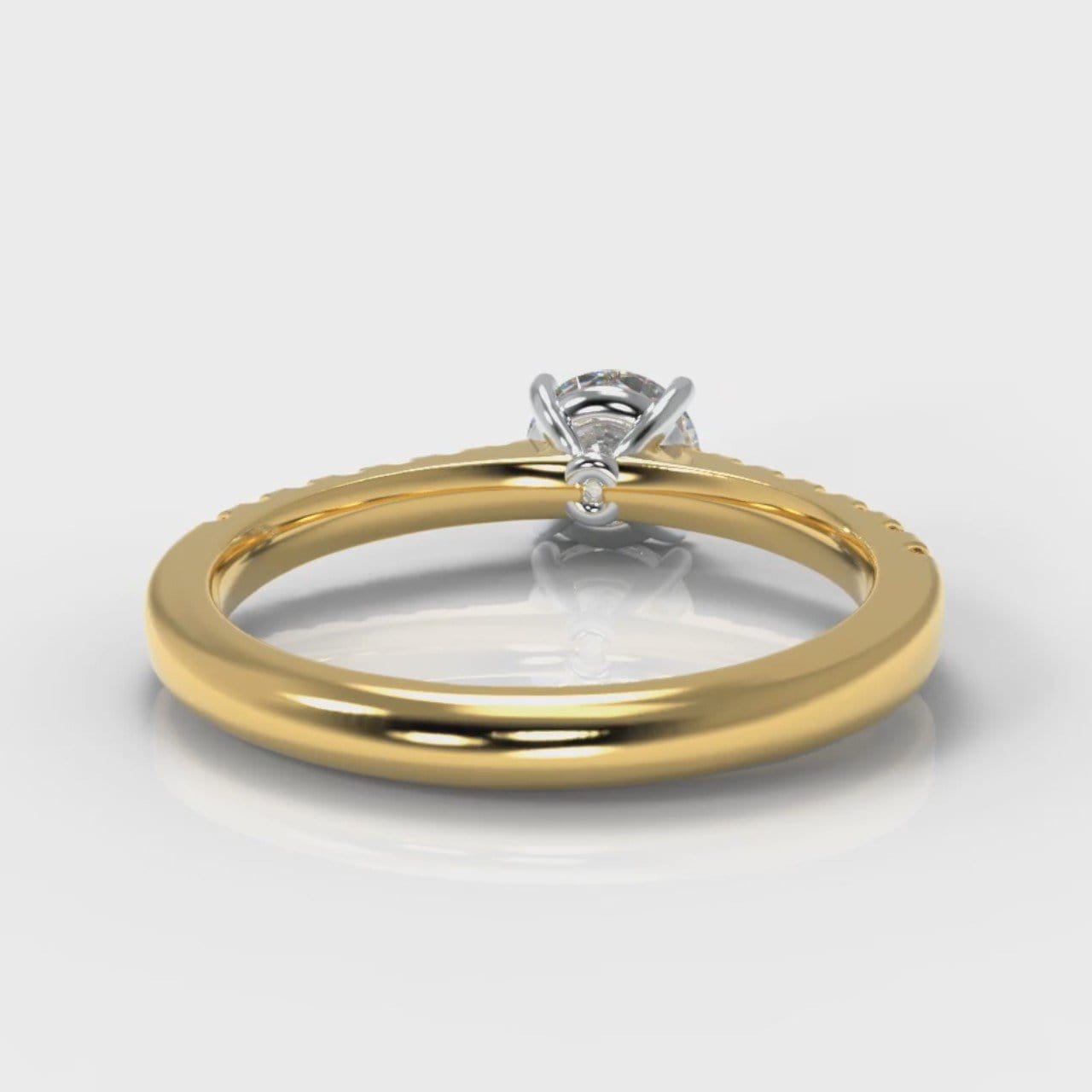 Carrée Micropavé Round Brilliant Diamond Engagement Ring - Yellow Gold