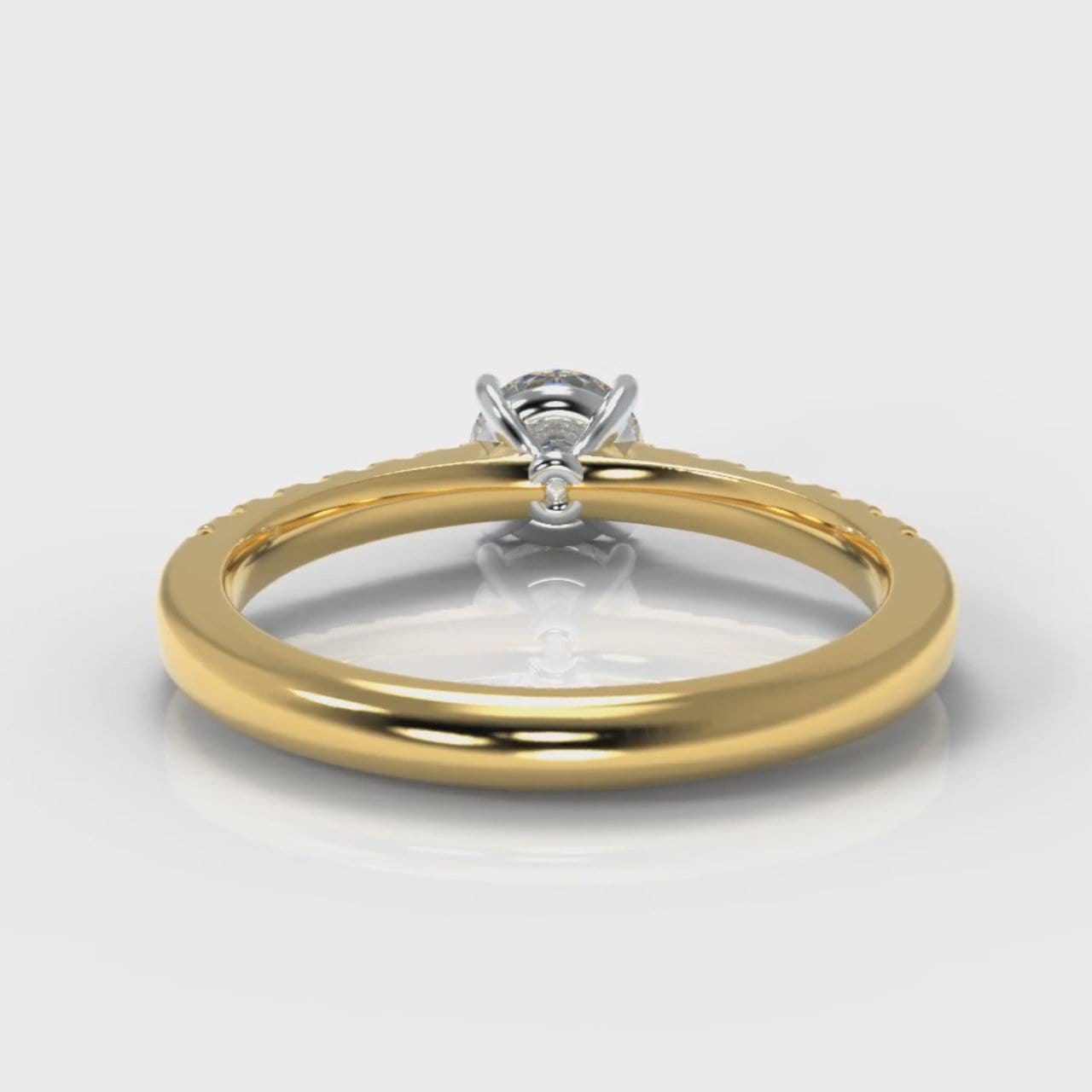 Carrée Micropavé Round Brilliant Diamond Engagement Ring - Yellow Gold
