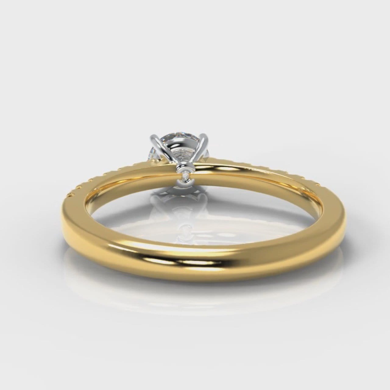 Carrée Micropavé Round Brilliant Diamond Engagement Ring - Yellow Gold