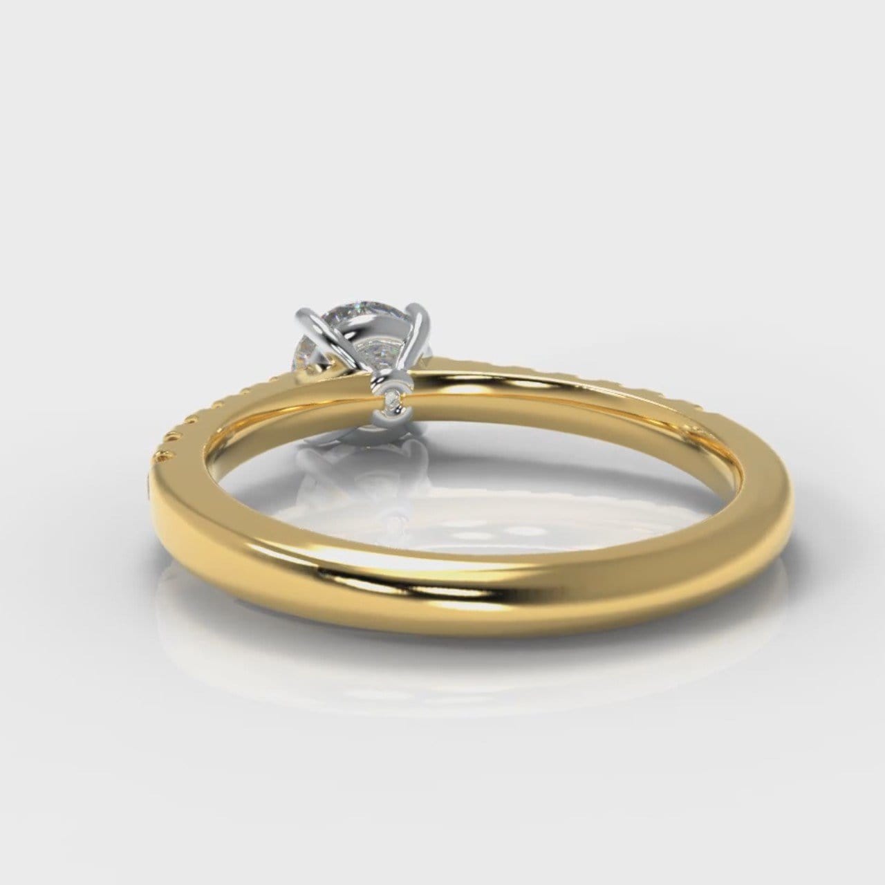 Carrée Micropavé Round Brilliant Diamond Engagement Ring - Yellow Gold