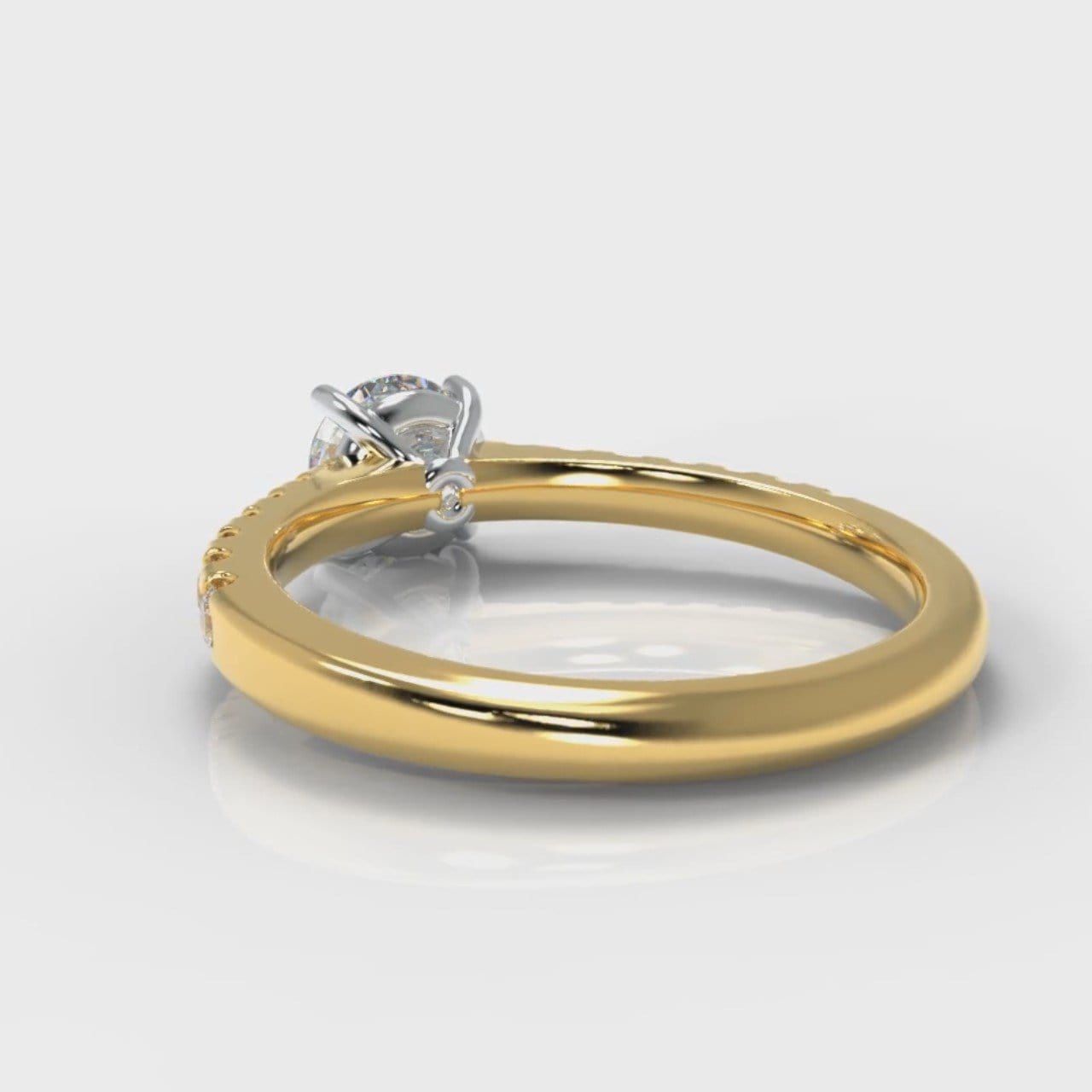 Carrée Micropavé Round Brilliant Diamond Engagement Ring - Yellow Gold