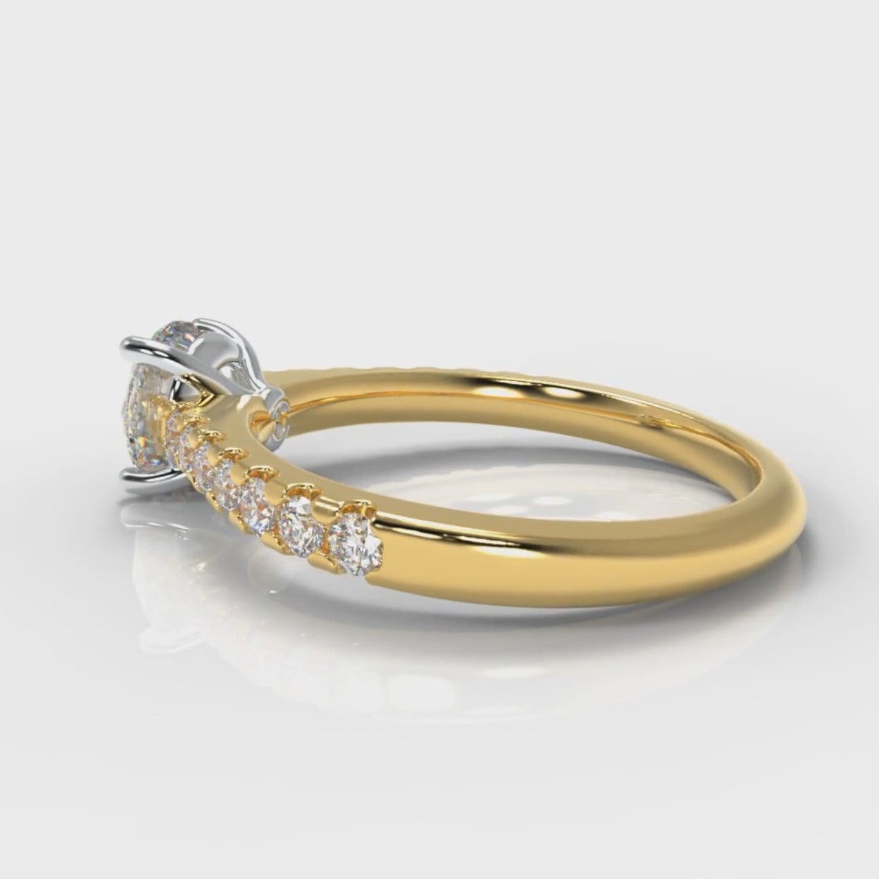 Carrée Micropavé Round Brilliant Diamond Engagement Ring - Yellow Gold