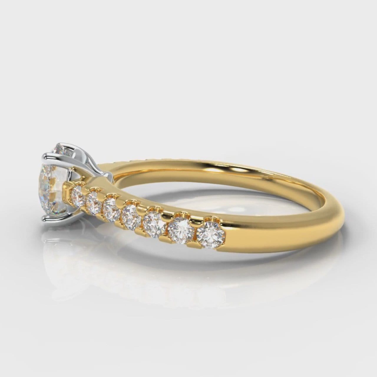 Carrée Micropavé Round Brilliant Diamond Engagement Ring - Yellow Gold