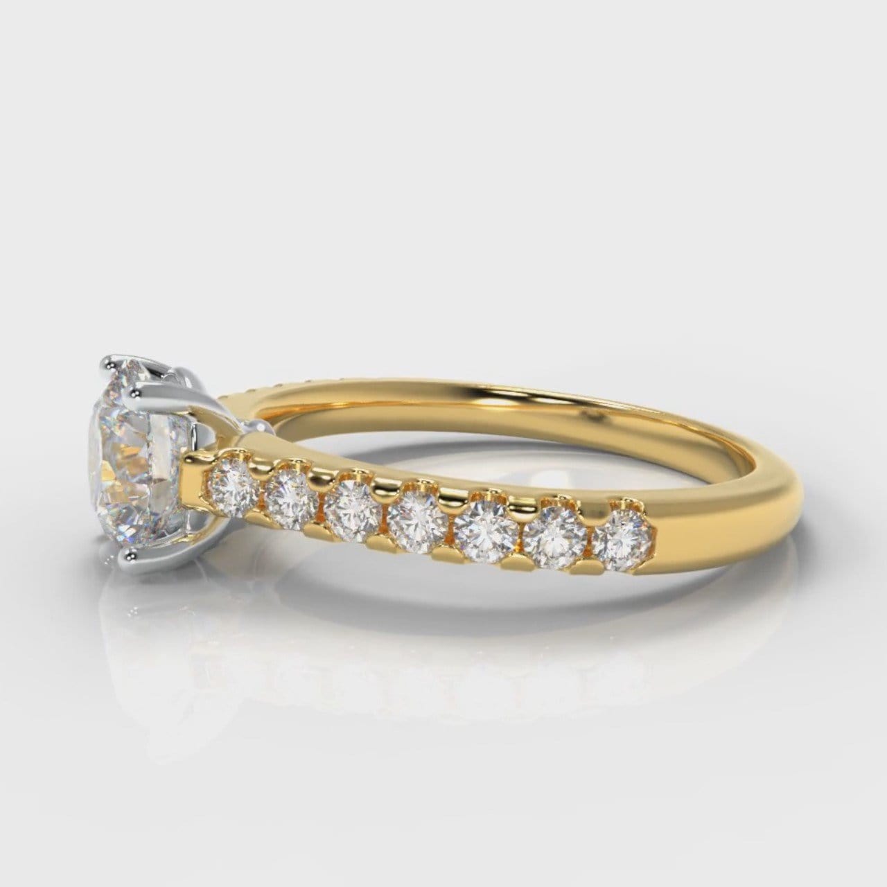 Carrée Micropavé Round Brilliant Diamond Engagement Ring - Yellow Gold