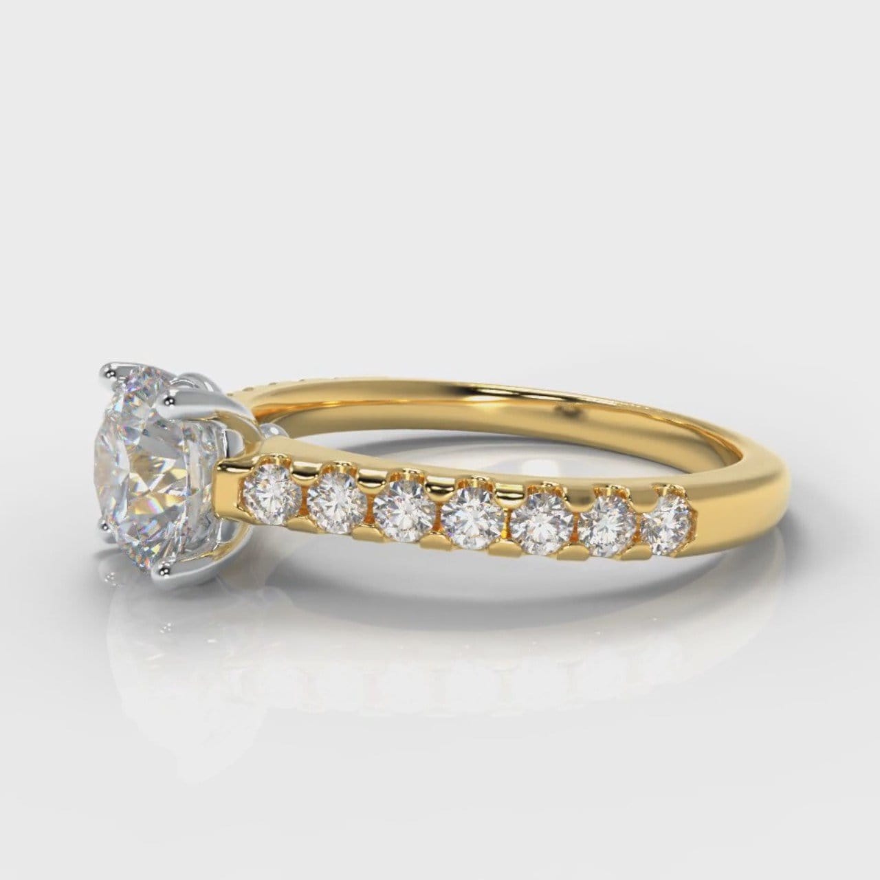 Carrée Micropavé Round Brilliant Diamond Engagement Ring - Yellow Gold
