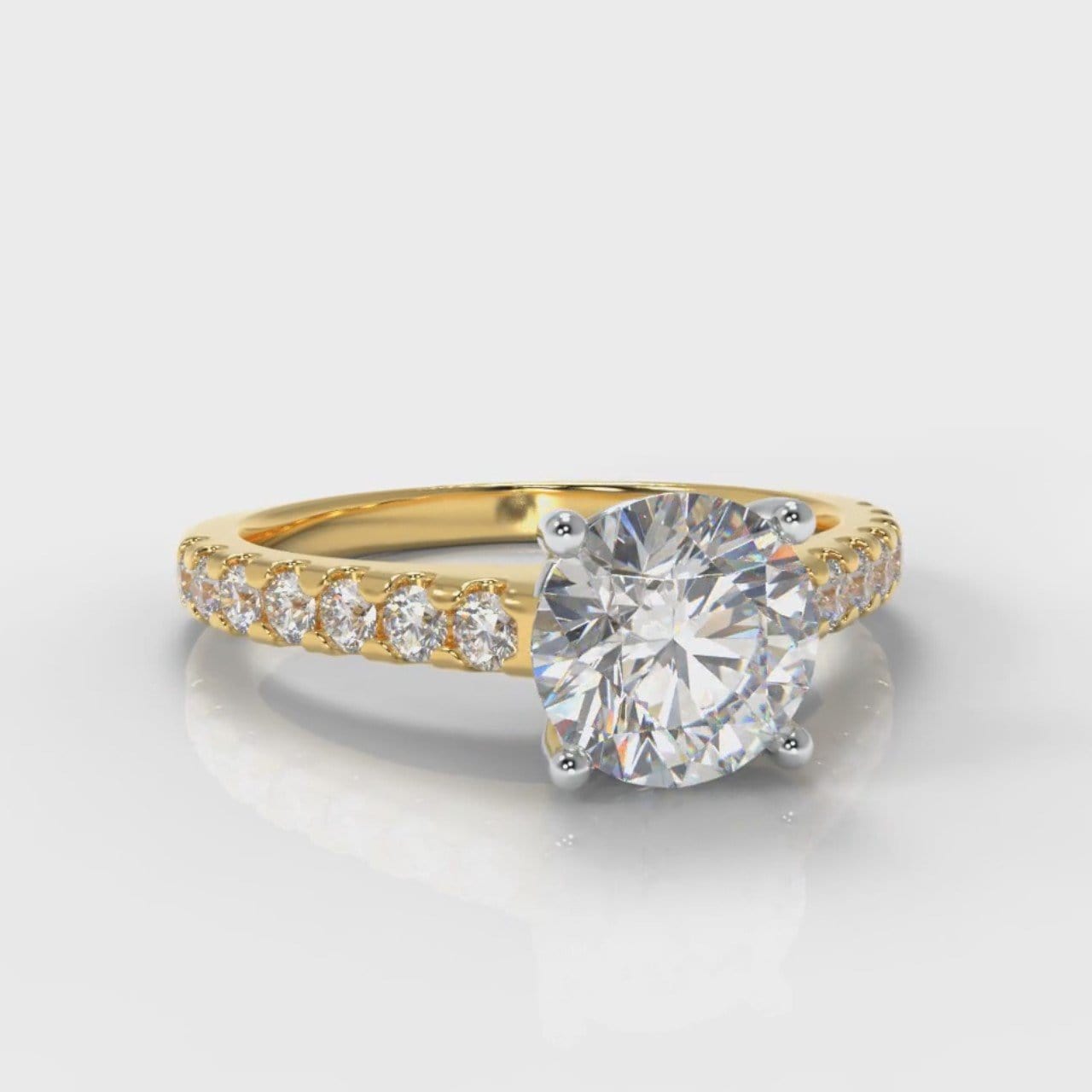 Carrée Micropavé Round Brilliant Diamond Engagement Ring - Yellow Gold