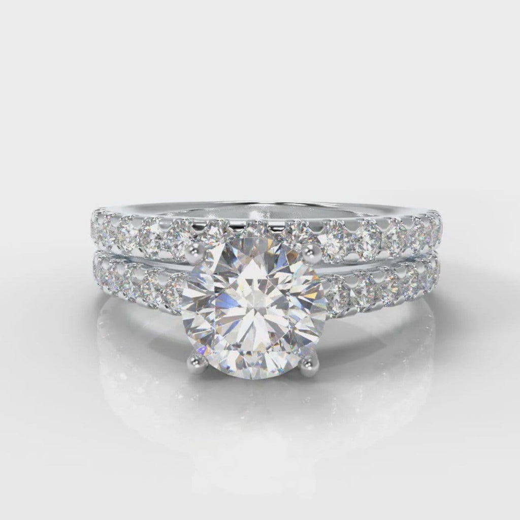 Carrée Micropavé Round Brilliant Bridal Set