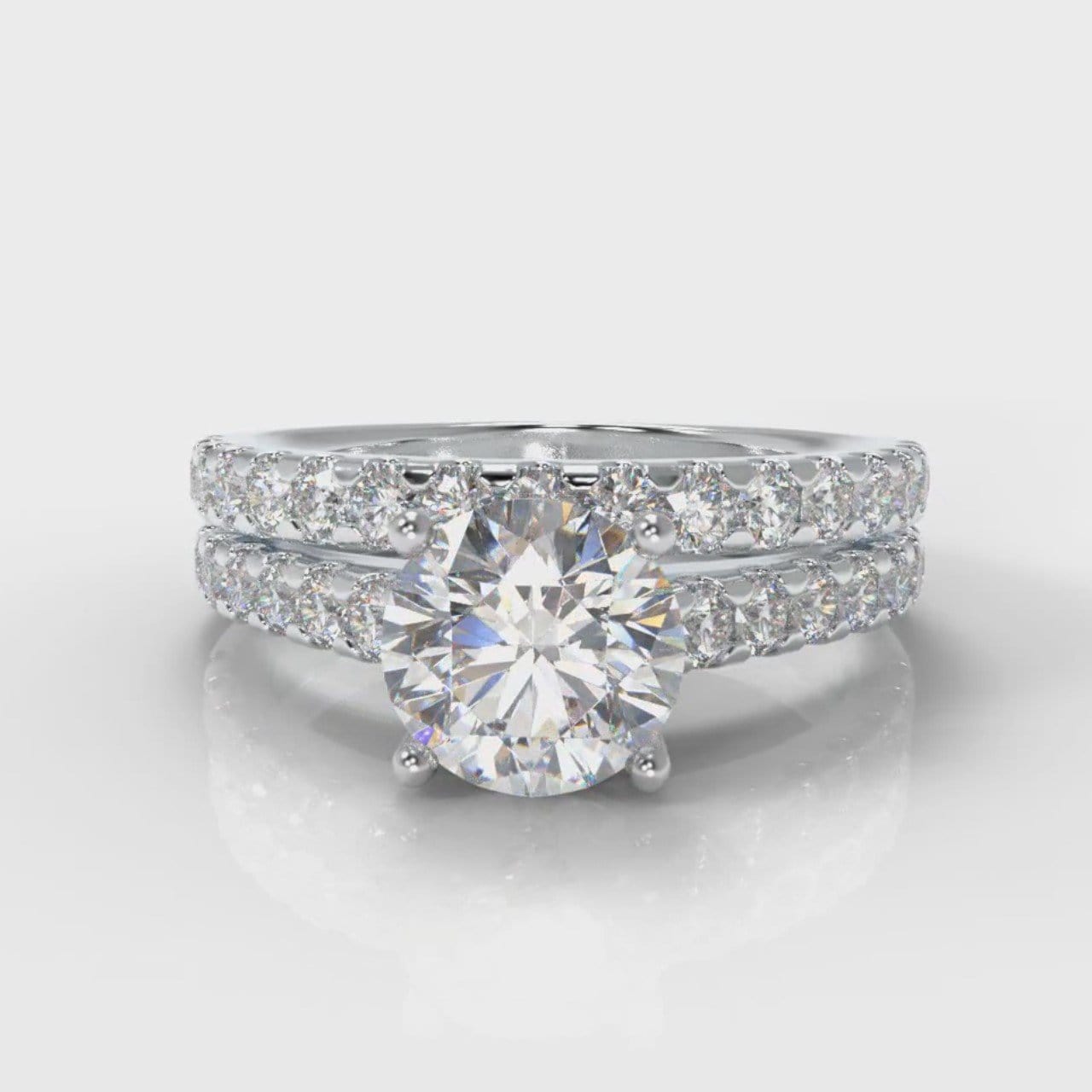 Carrée Micropavé Round Brilliant Bridal Set