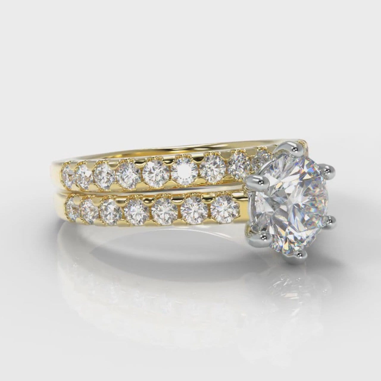 Star Micropavé Round Brilliant Bridal Set - Yellow Gold