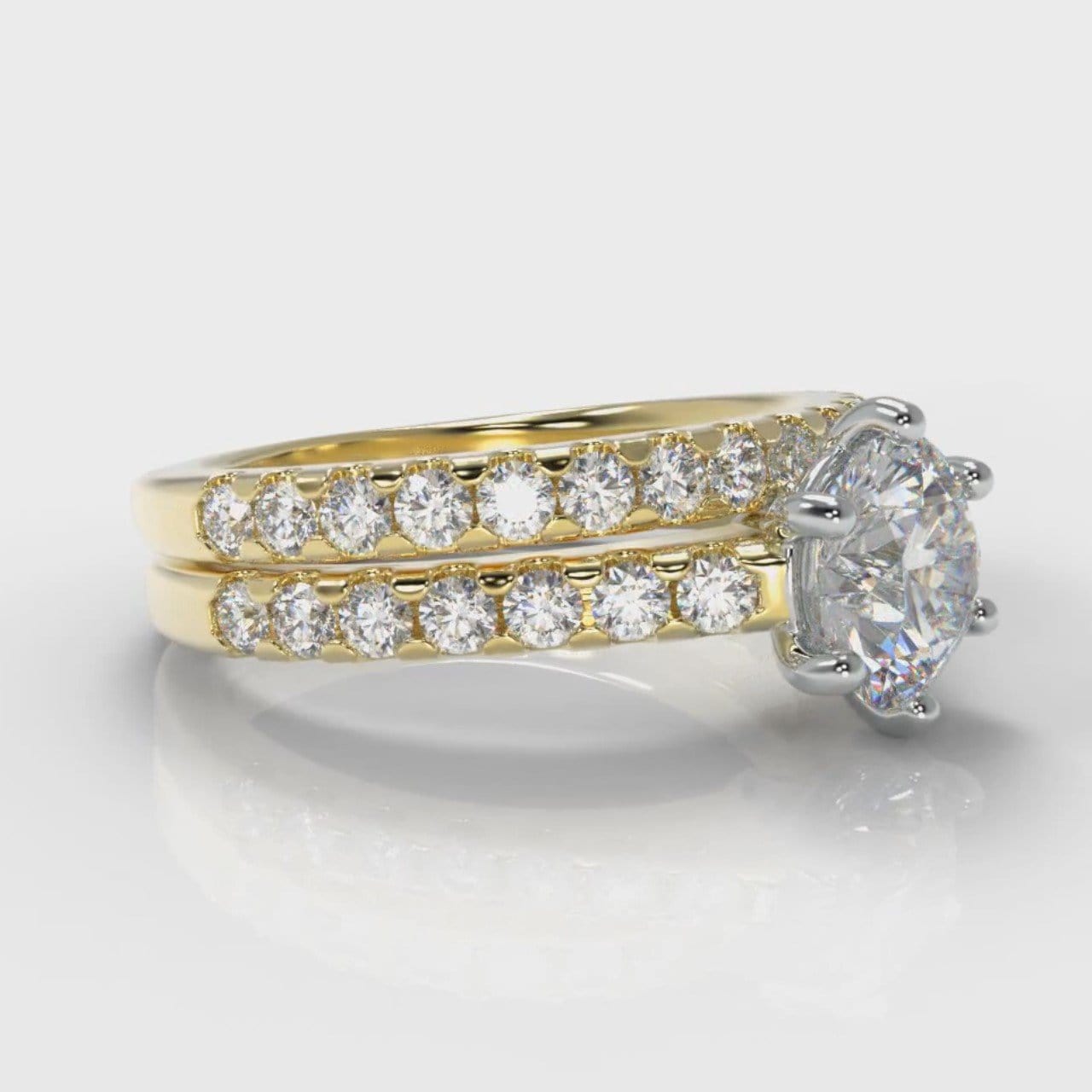Star Micropavé Round Brilliant Bridal Set - Yellow Gold