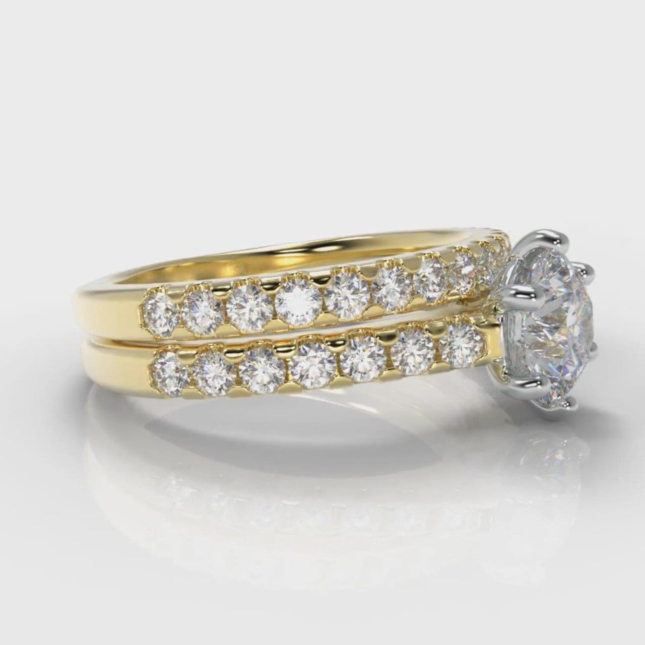 Star Micropavé Round Brilliant Bridal Set - Yellow Gold