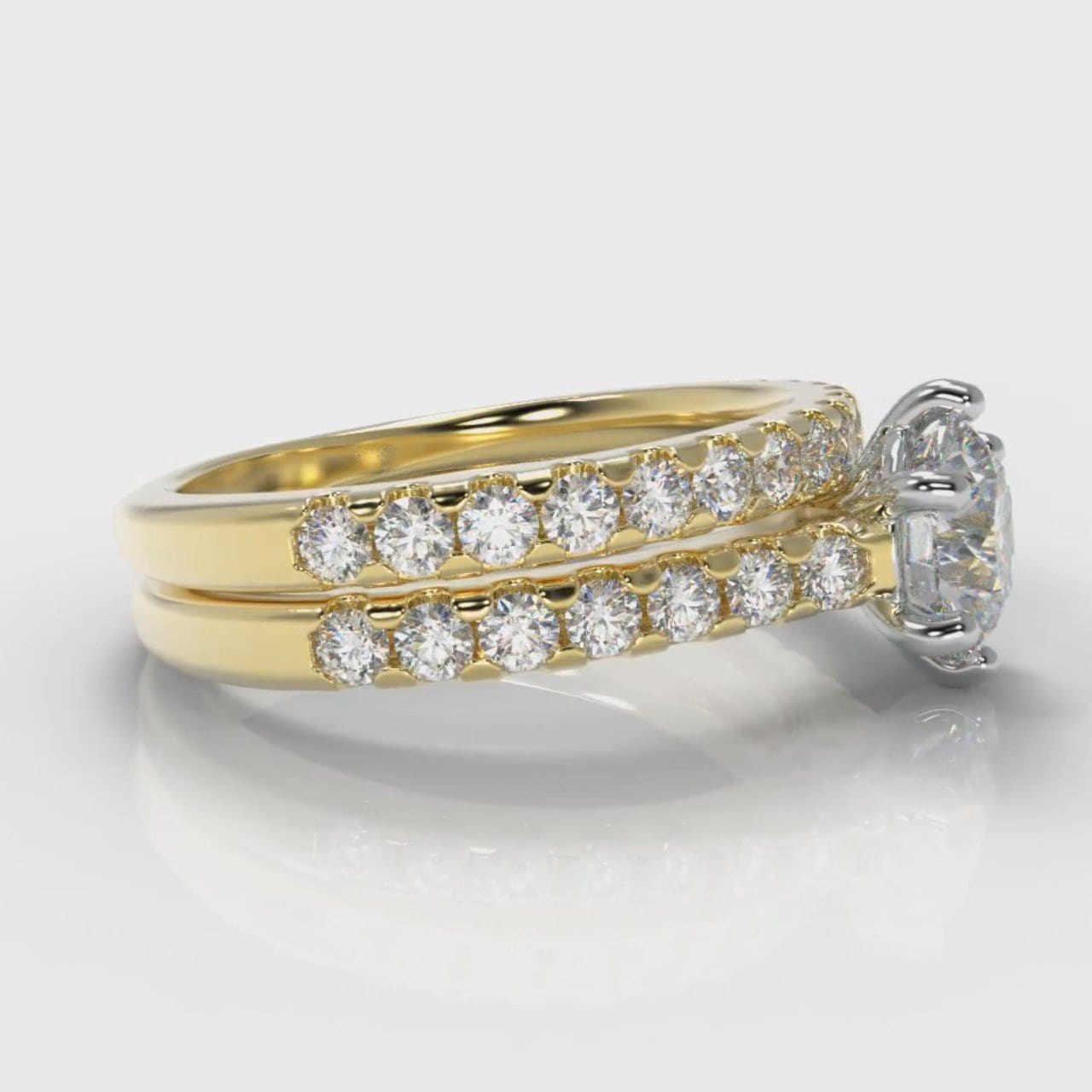 Star Micropavé Round Brilliant Bridal Set - Yellow Gold